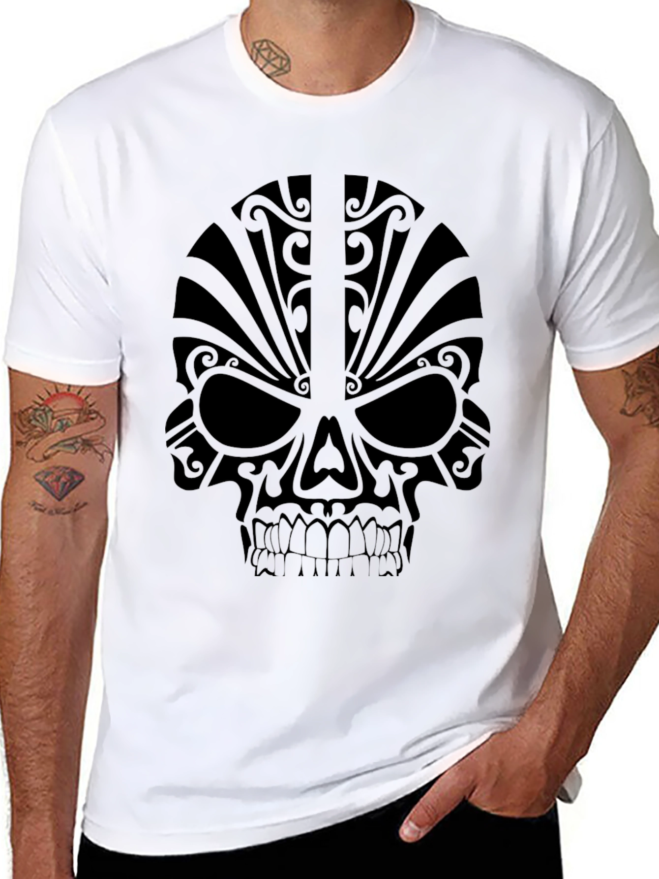Mens Black Skull Graphic Tee