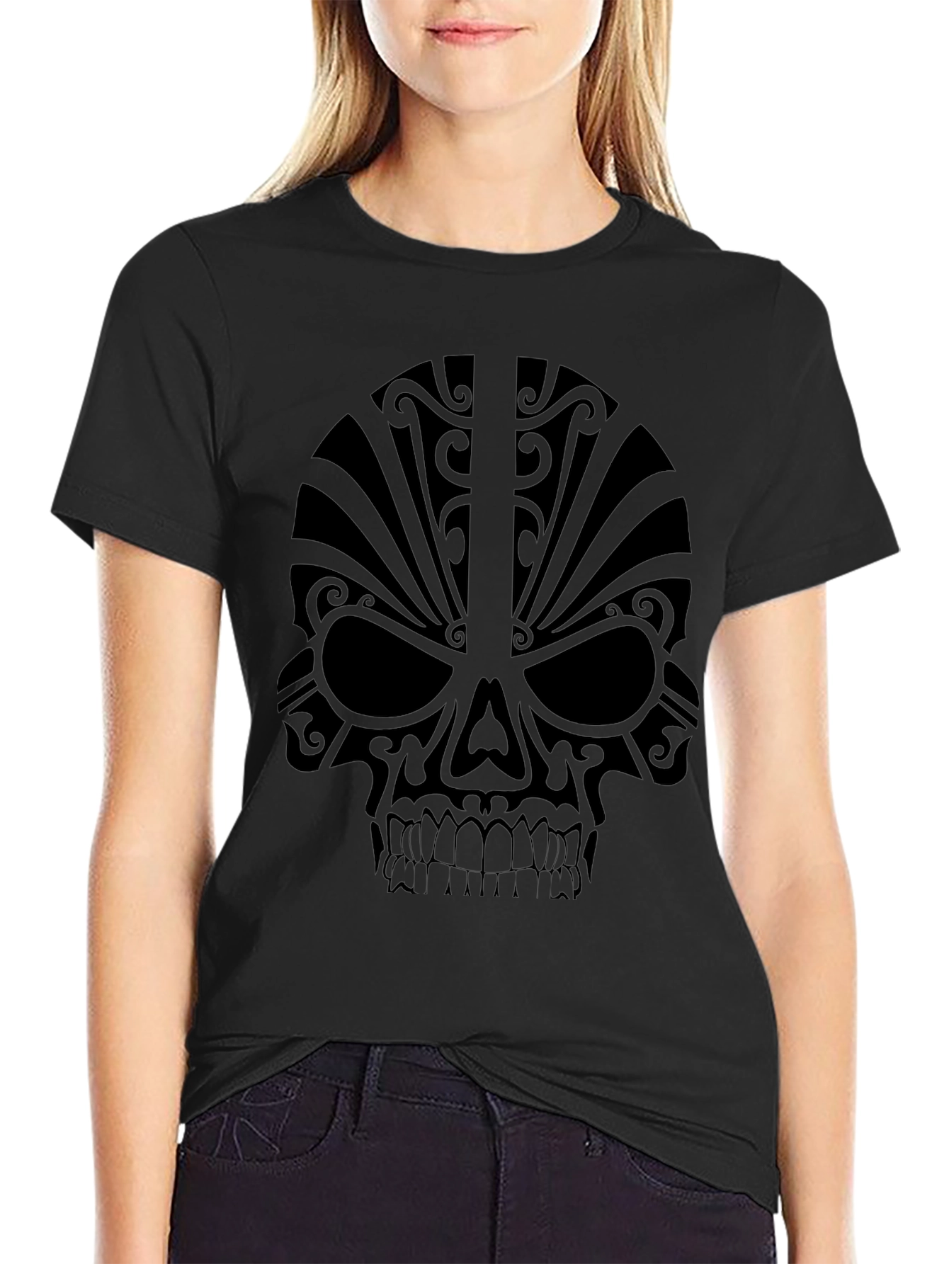 Mens Black Skull Graphic Tee