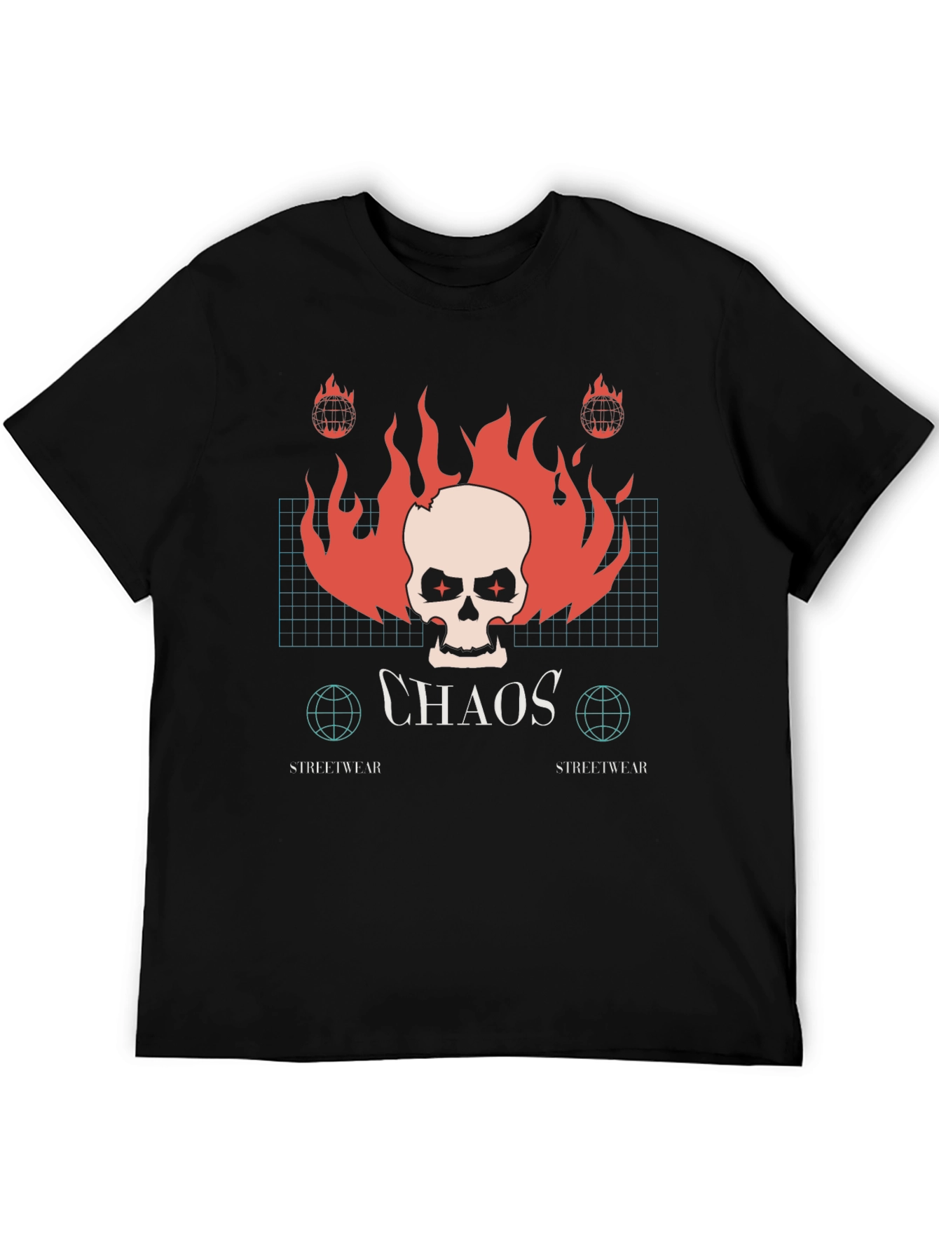 Chaos Skull Graphic Print Black T-Shirt
