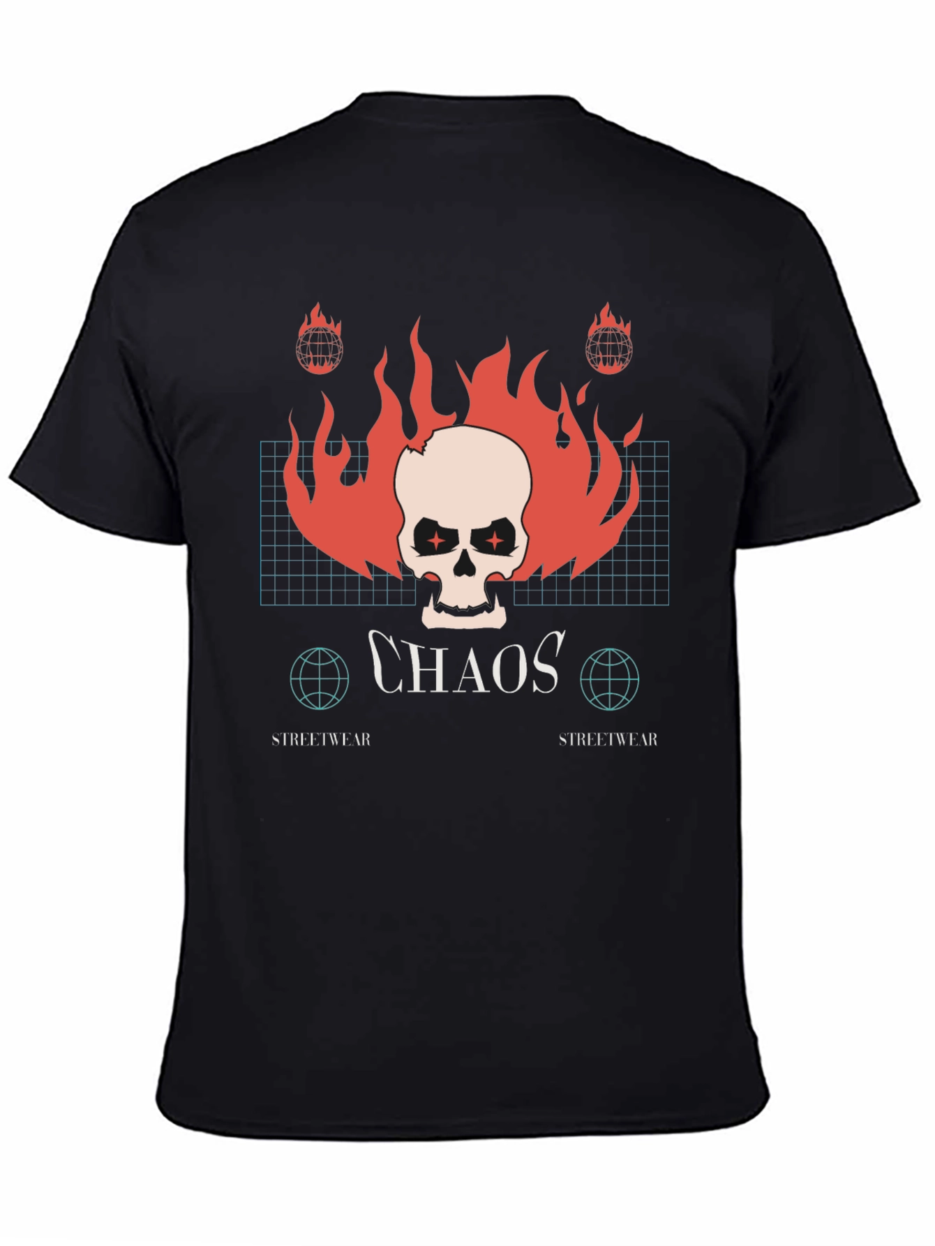 Chaos Skull Graphic Print Black T-Shirt