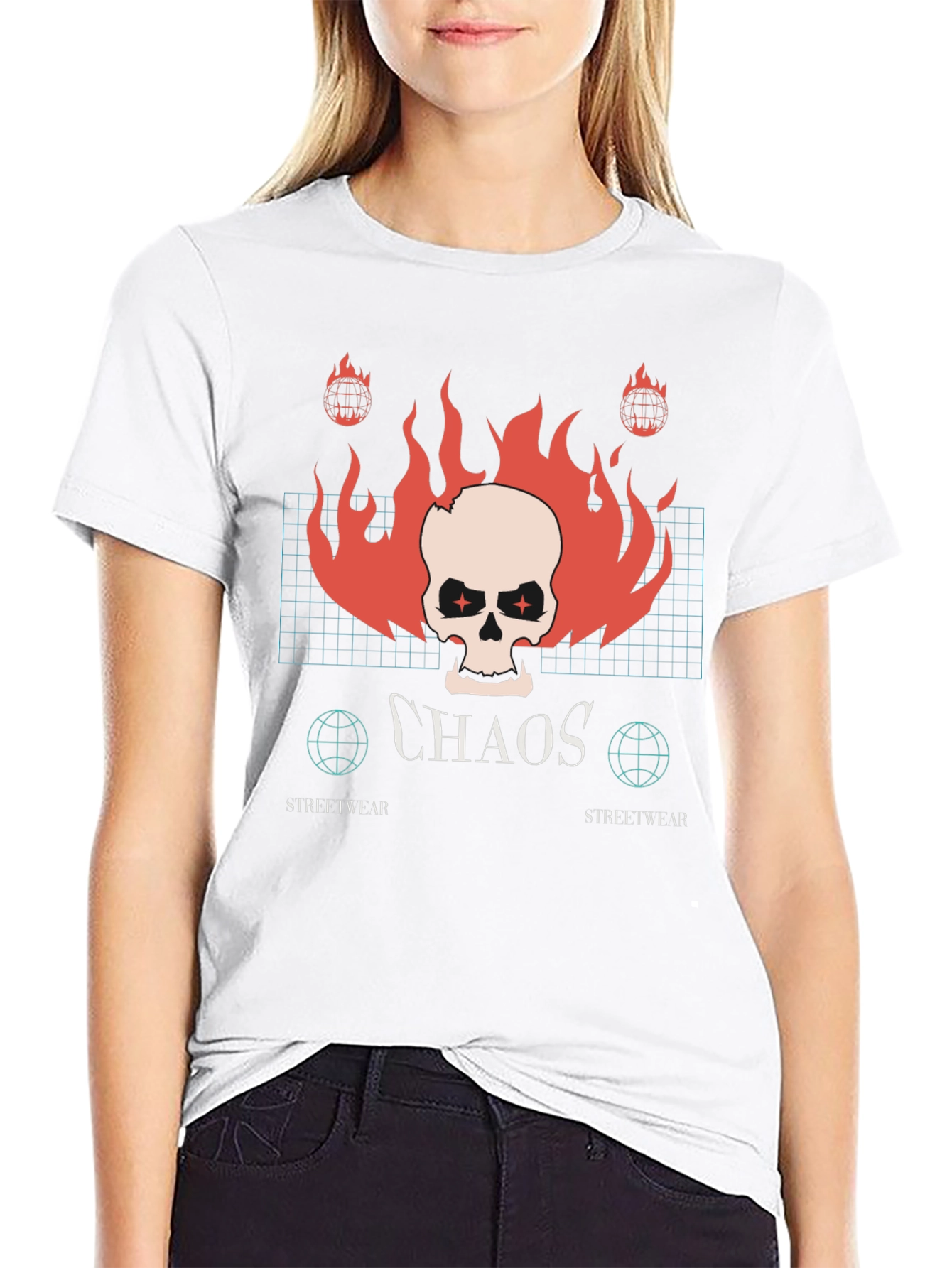Chaos Skull Graphic Print Black T-Shirt