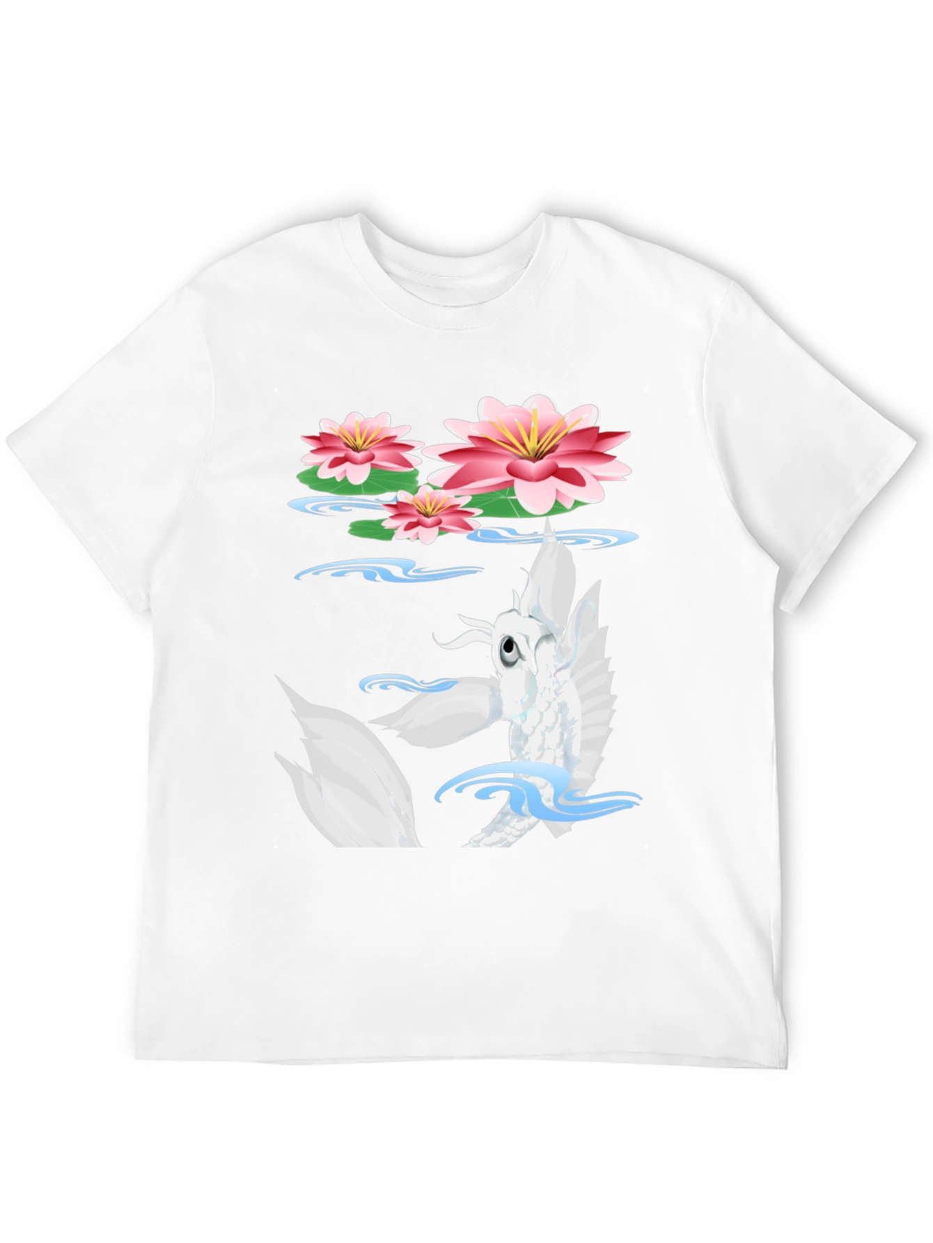 Koi Fish Lotus Pond Graphic Tee - Black