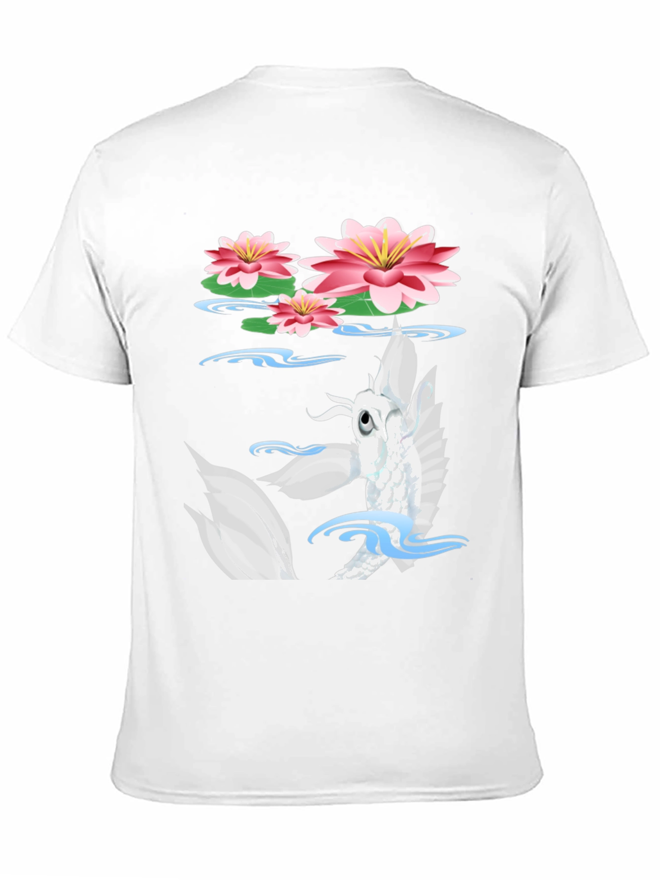 Koi Fish Lotus Pond Graphic Tee - Black