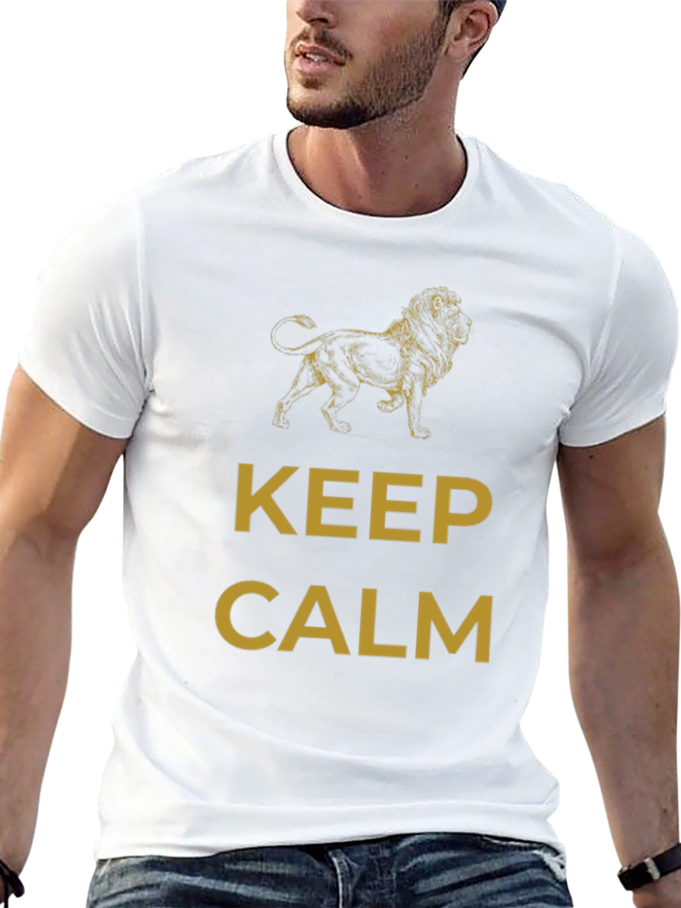Keep Calm Lion Graphic Black T-Shirt