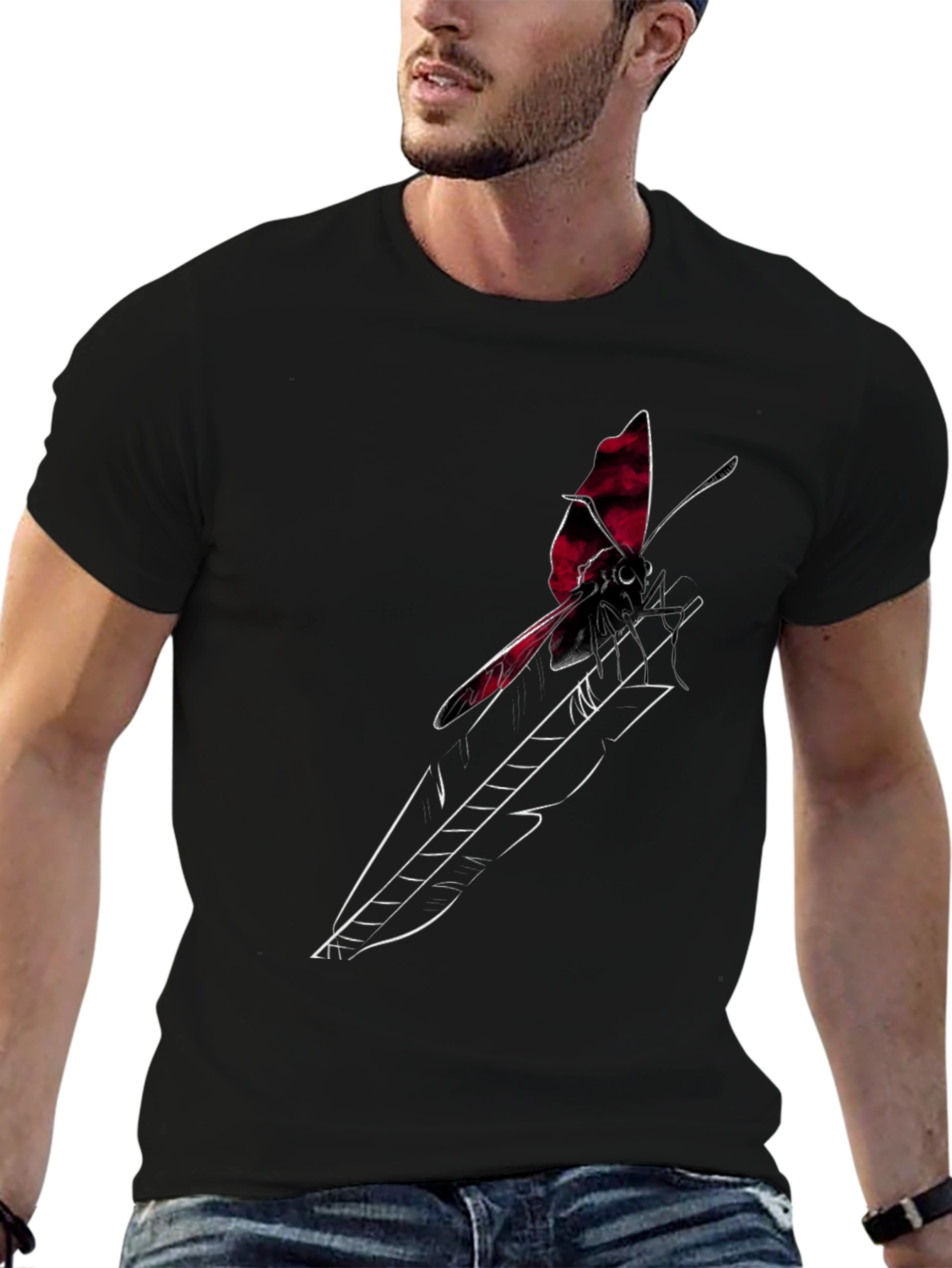 Butterfly Arrow Graphic Tee - Stylish Black T-Shirt