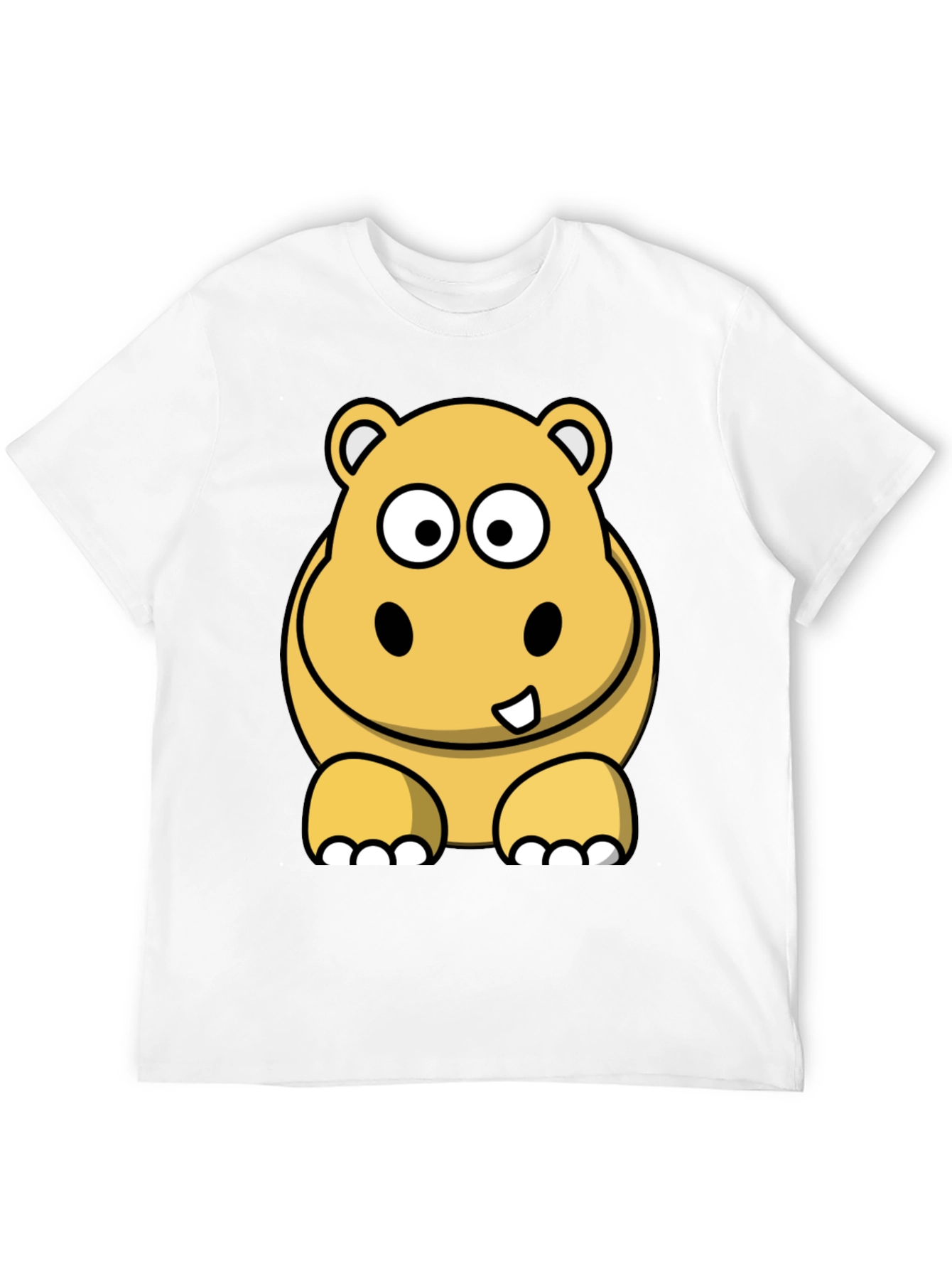 Hippo Cartoon Graphic Tee - Black