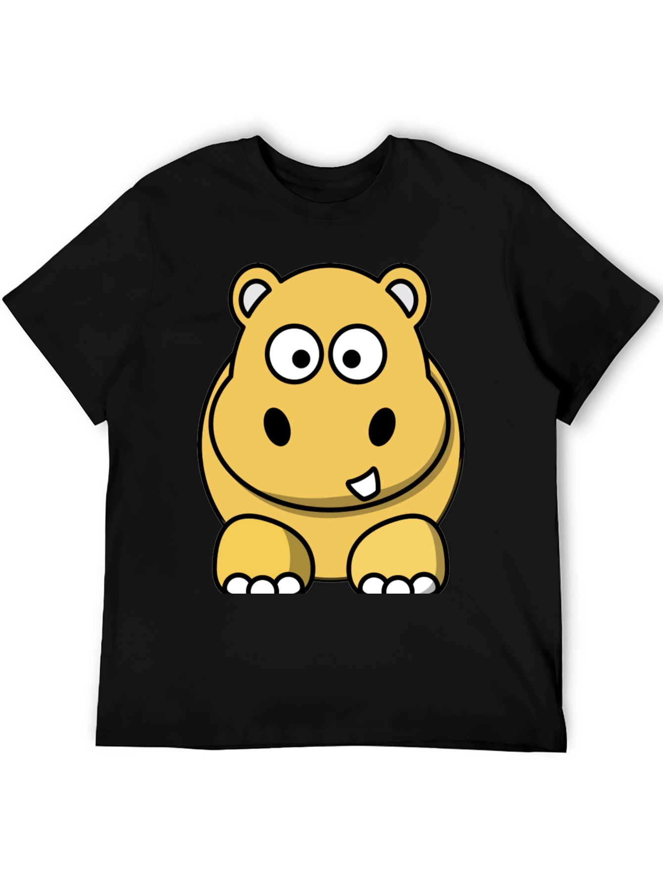 Hippo Cartoon Graphic Tee - Black