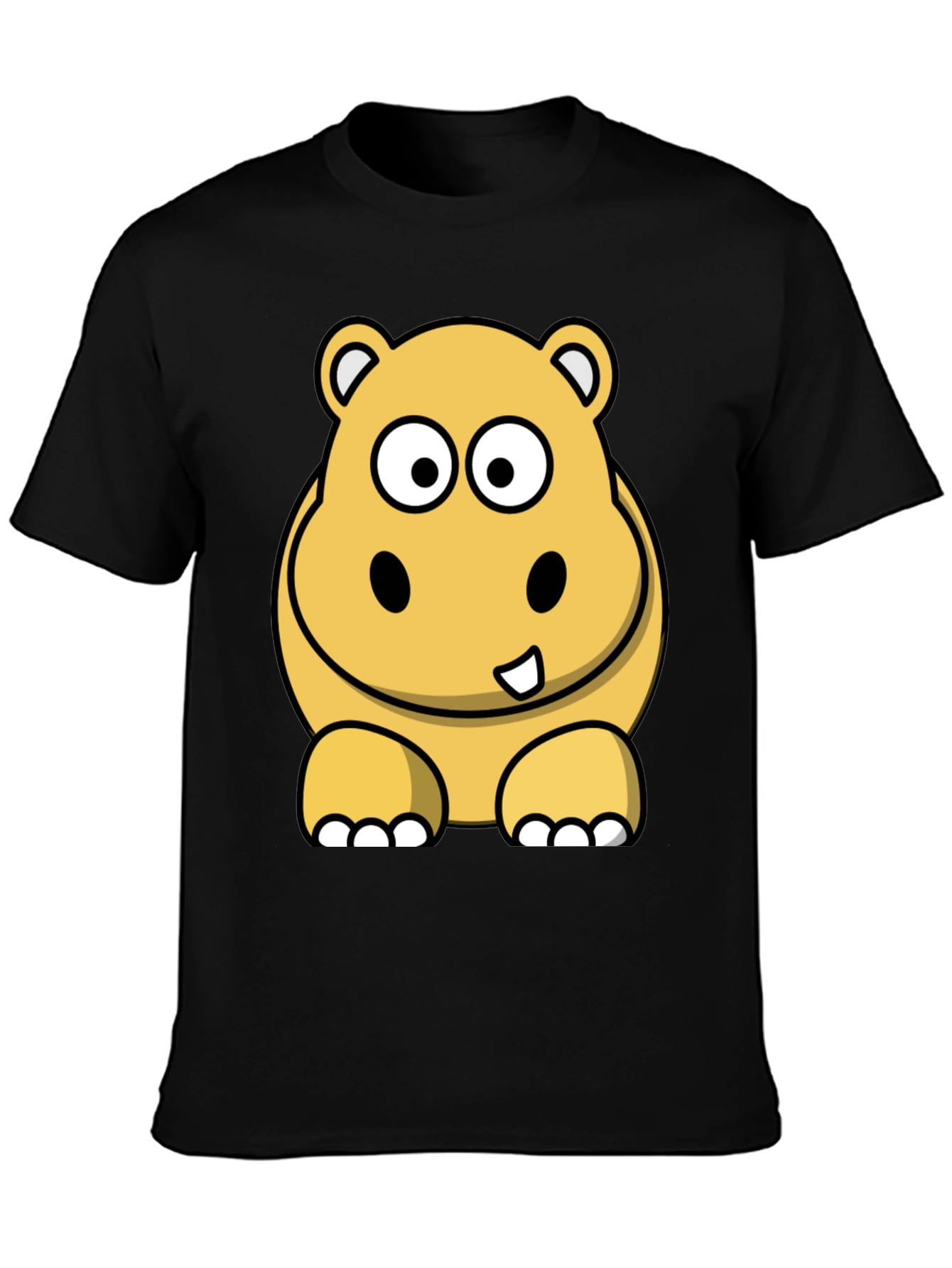Hippo Cartoon Graphic Tee - Black