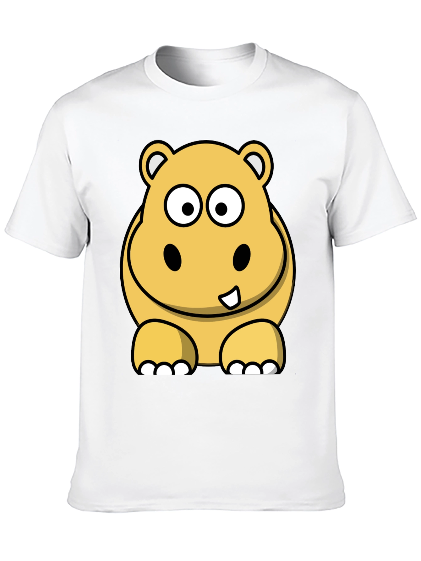 Hippo Cartoon Graphic Tee - Black