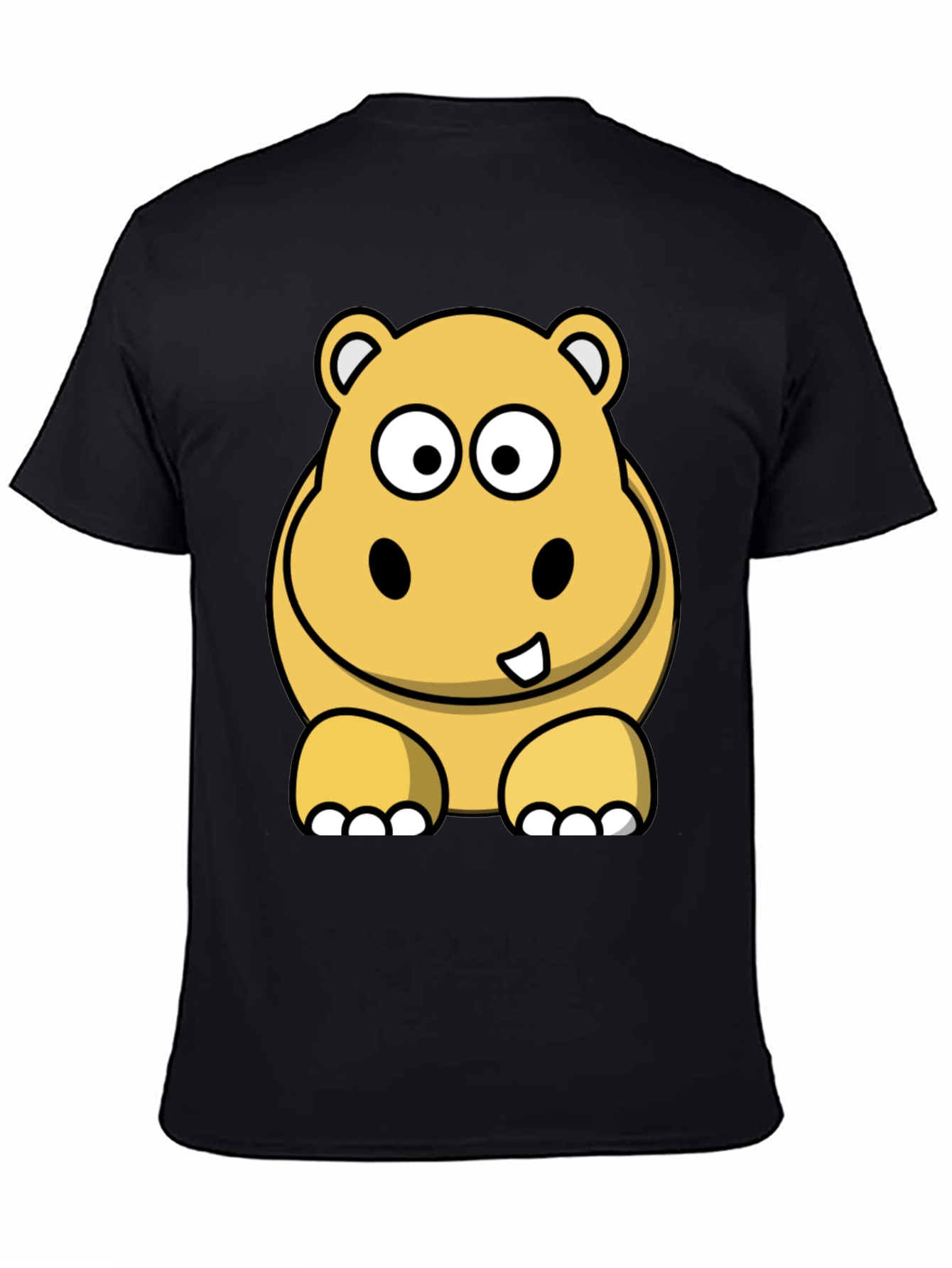 Hippo Cartoon Graphic Tee - Black