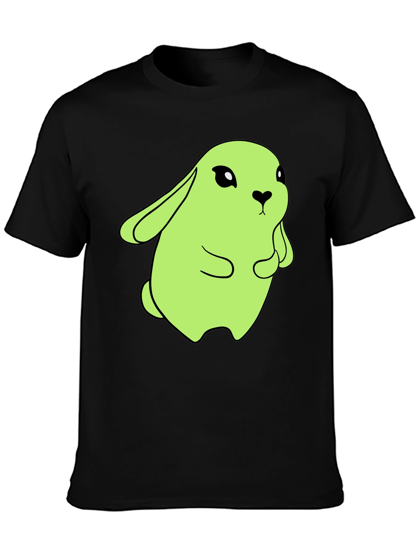 Cute Green Bunny Graphic Tee - Soft Cotton Blend