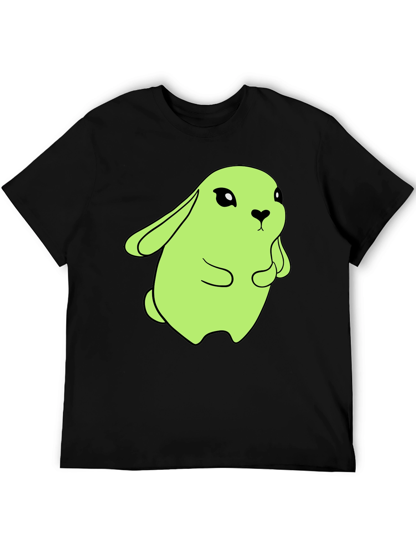 Cute Green Bunny Graphic Tee - Soft Cotton Blend