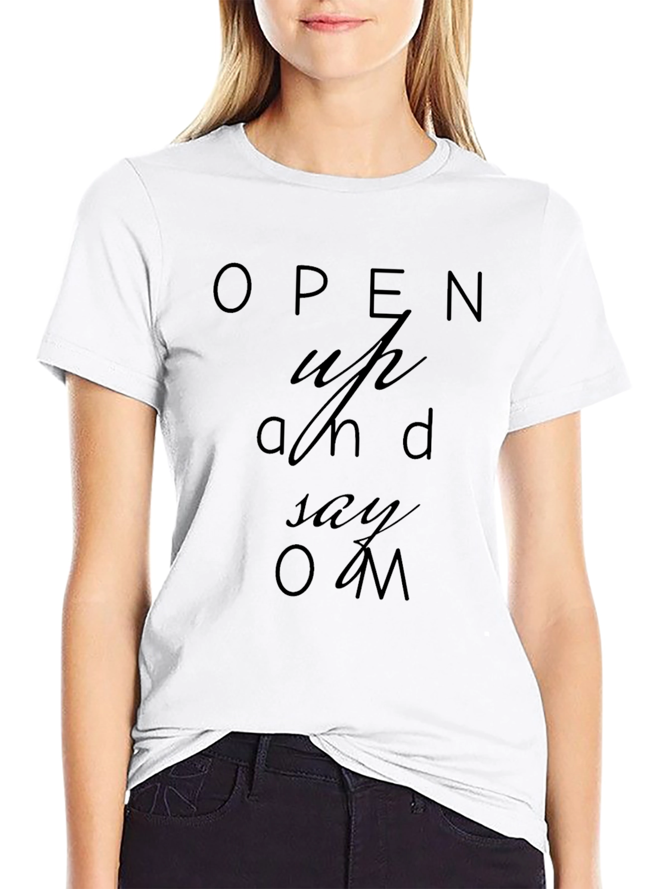 Open Up and Say Om Black Graphic Tee