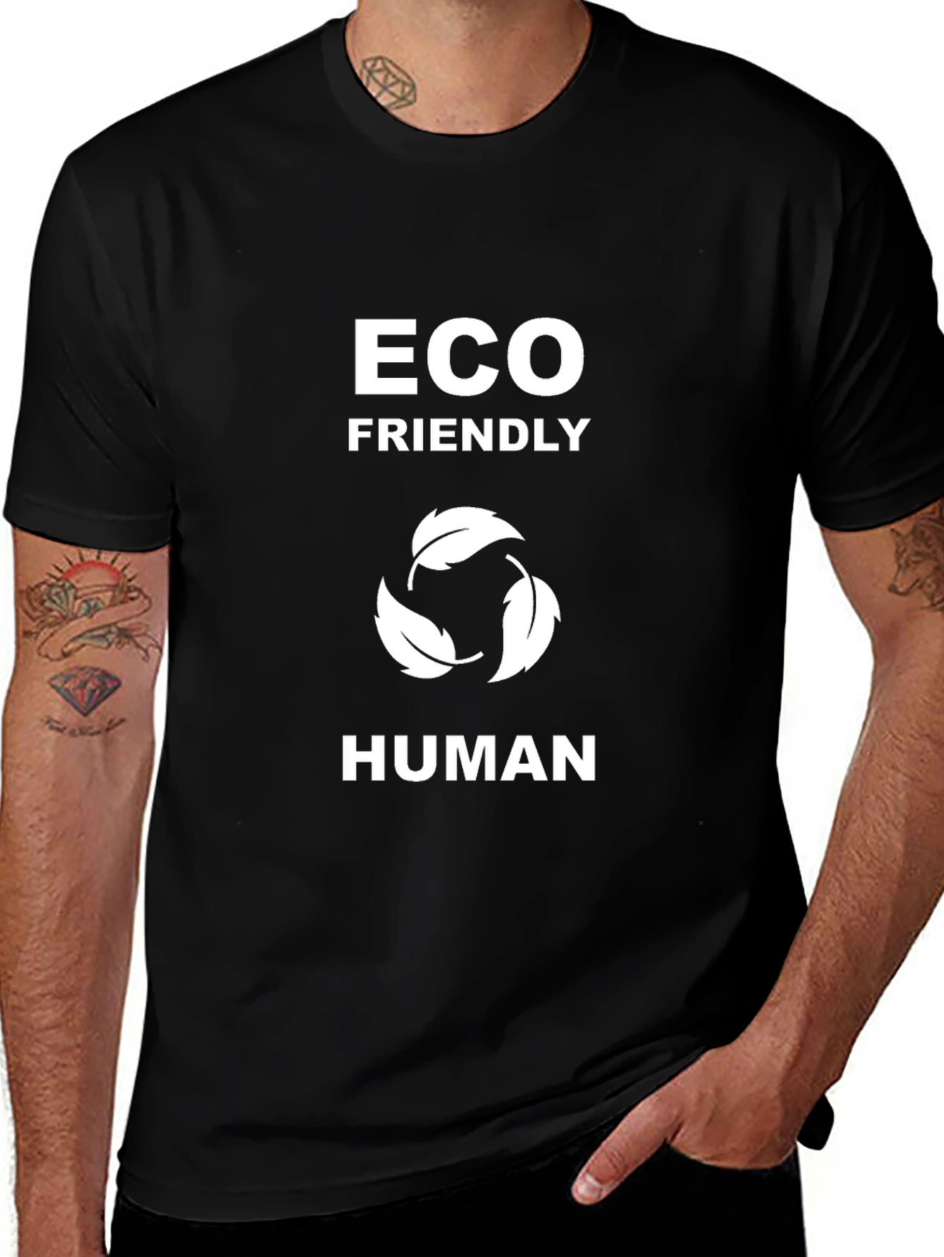 Eco Friendly Human T-Shirt - Recycle Leaf Design