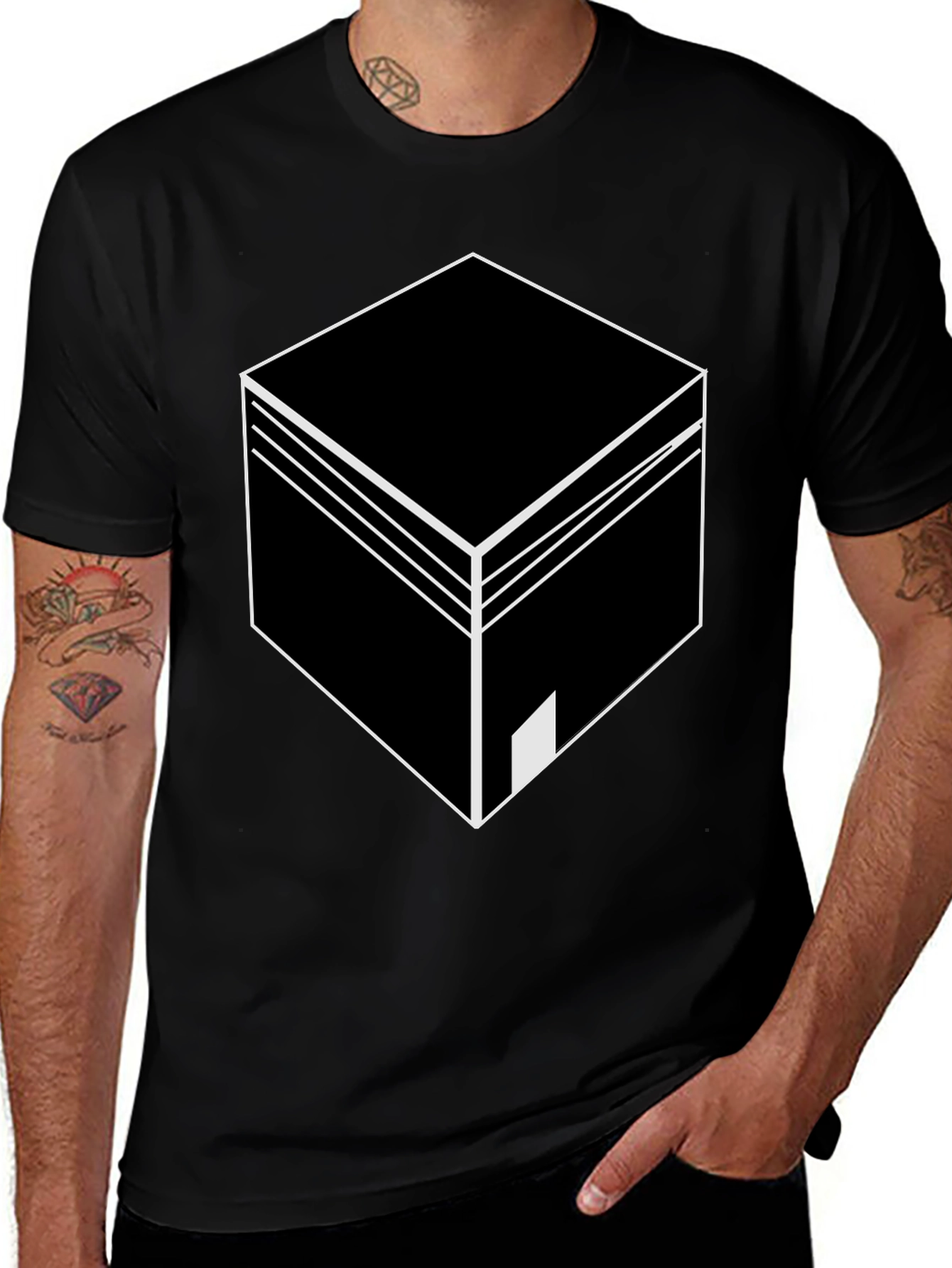 Geometric Cube Graphic T-Shirt