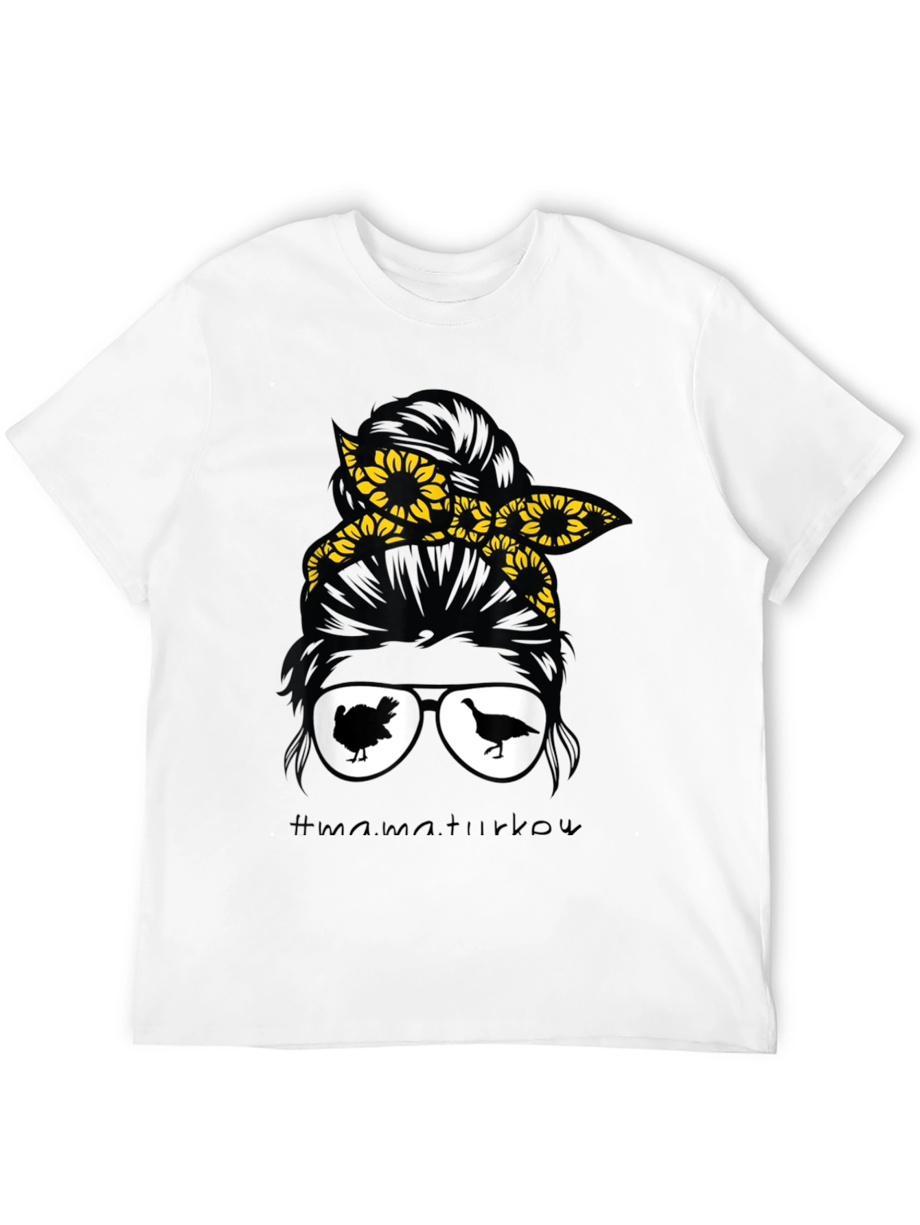 Mama Turkey Messy Bun Thanksgiving T-Shirt