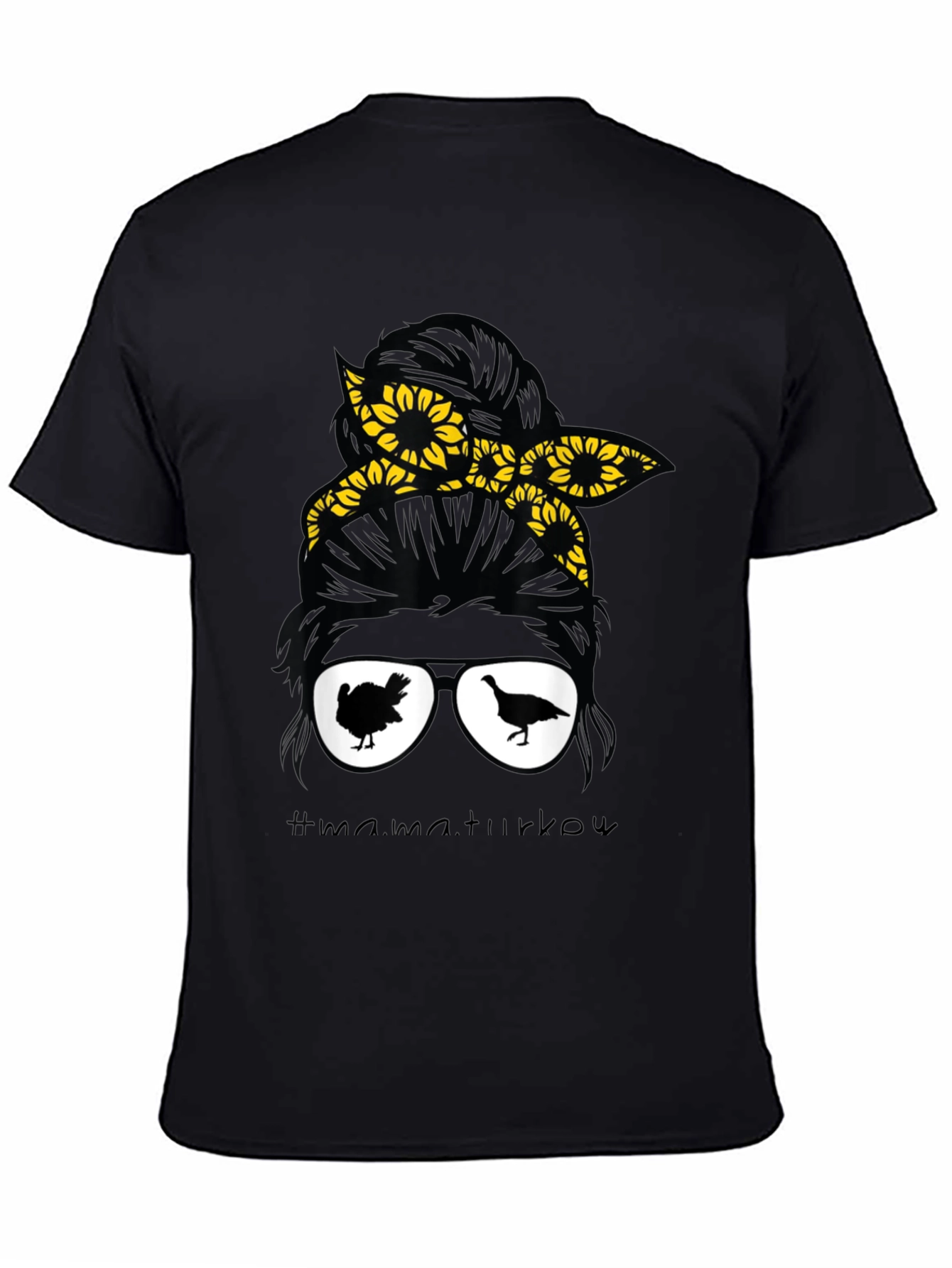 Mama Turkey Messy Bun Thanksgiving T-Shirt