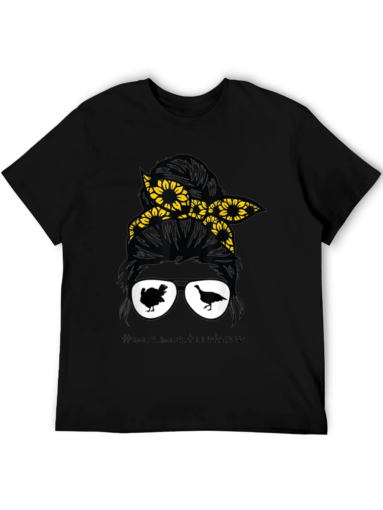 Mama Turkey Messy Bun Thanksgiving T-Shirt