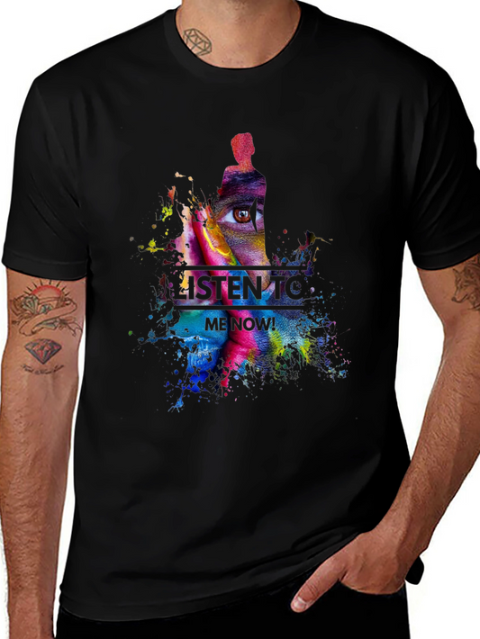 Abstract Art Tee - Listen to Me Now! Black T-Shirt