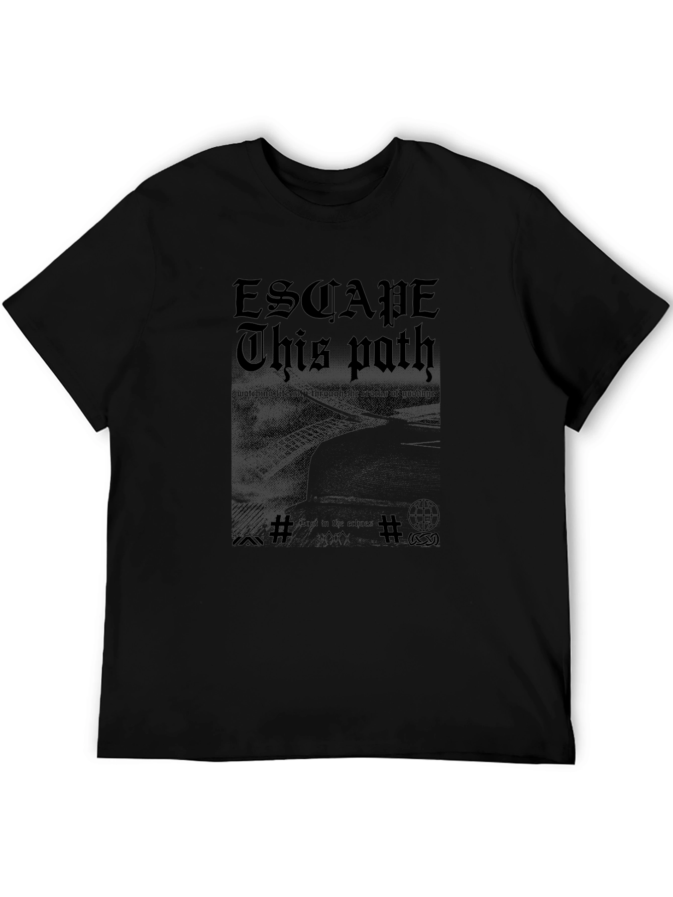 Escape This Path Black Graphic T-Shirt