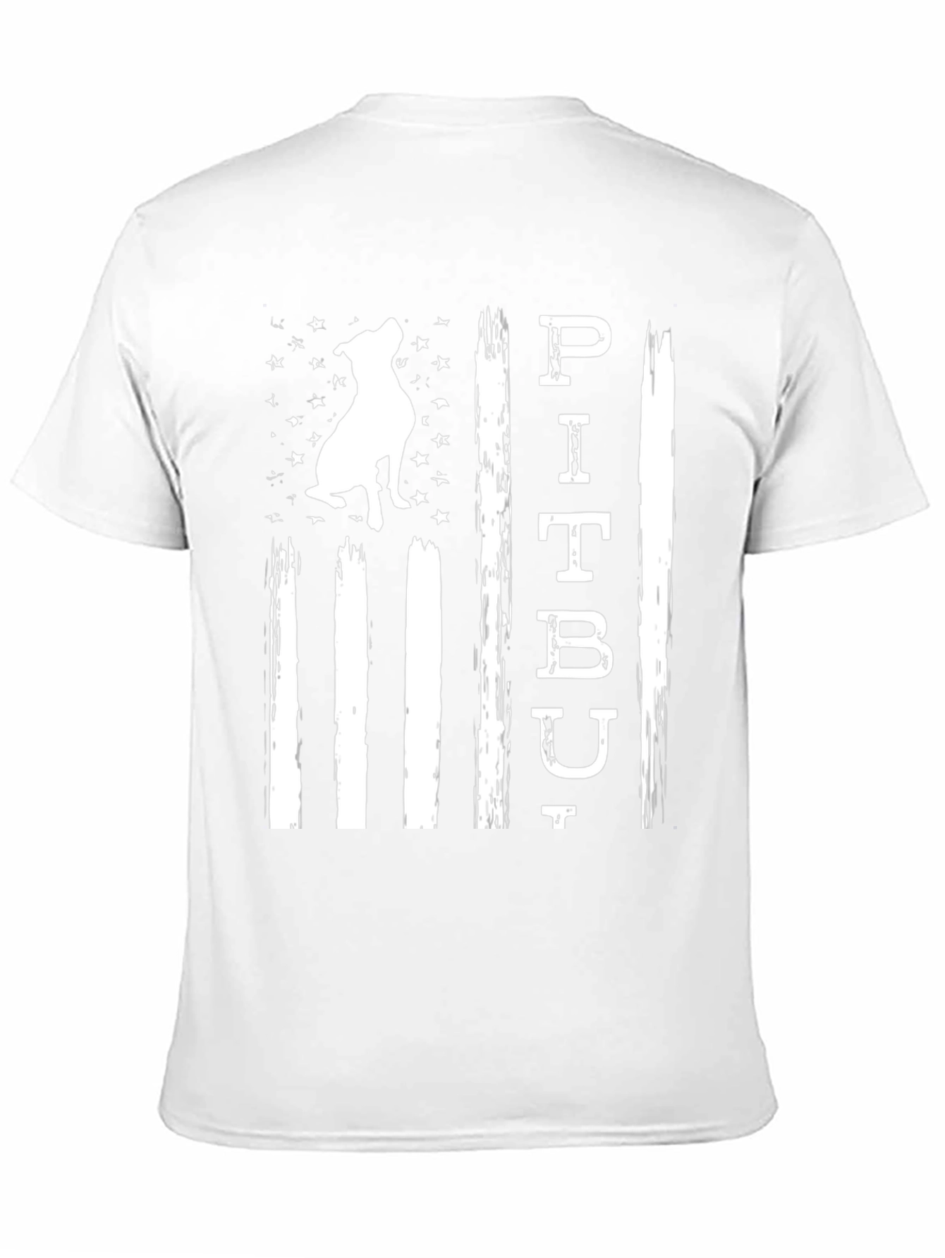 Pitbull Dog American Flag Black T-Shirt