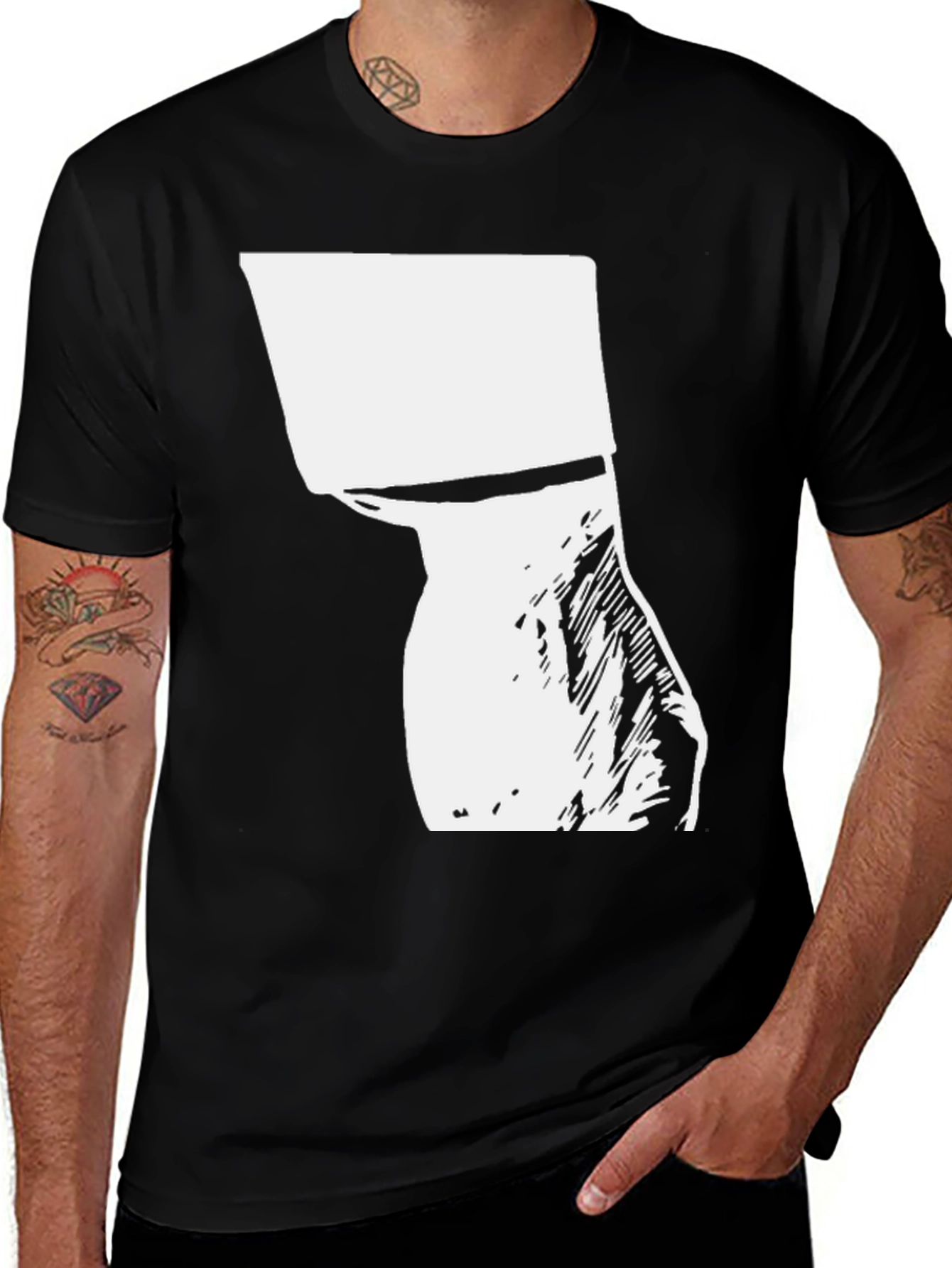 Abstract Graphic Print T-Shirt - Casual Black Tee