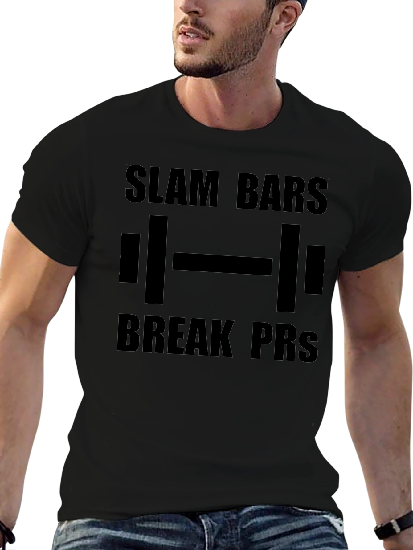 Slam Bars Break PRs Weightlifting Black T-Shirt