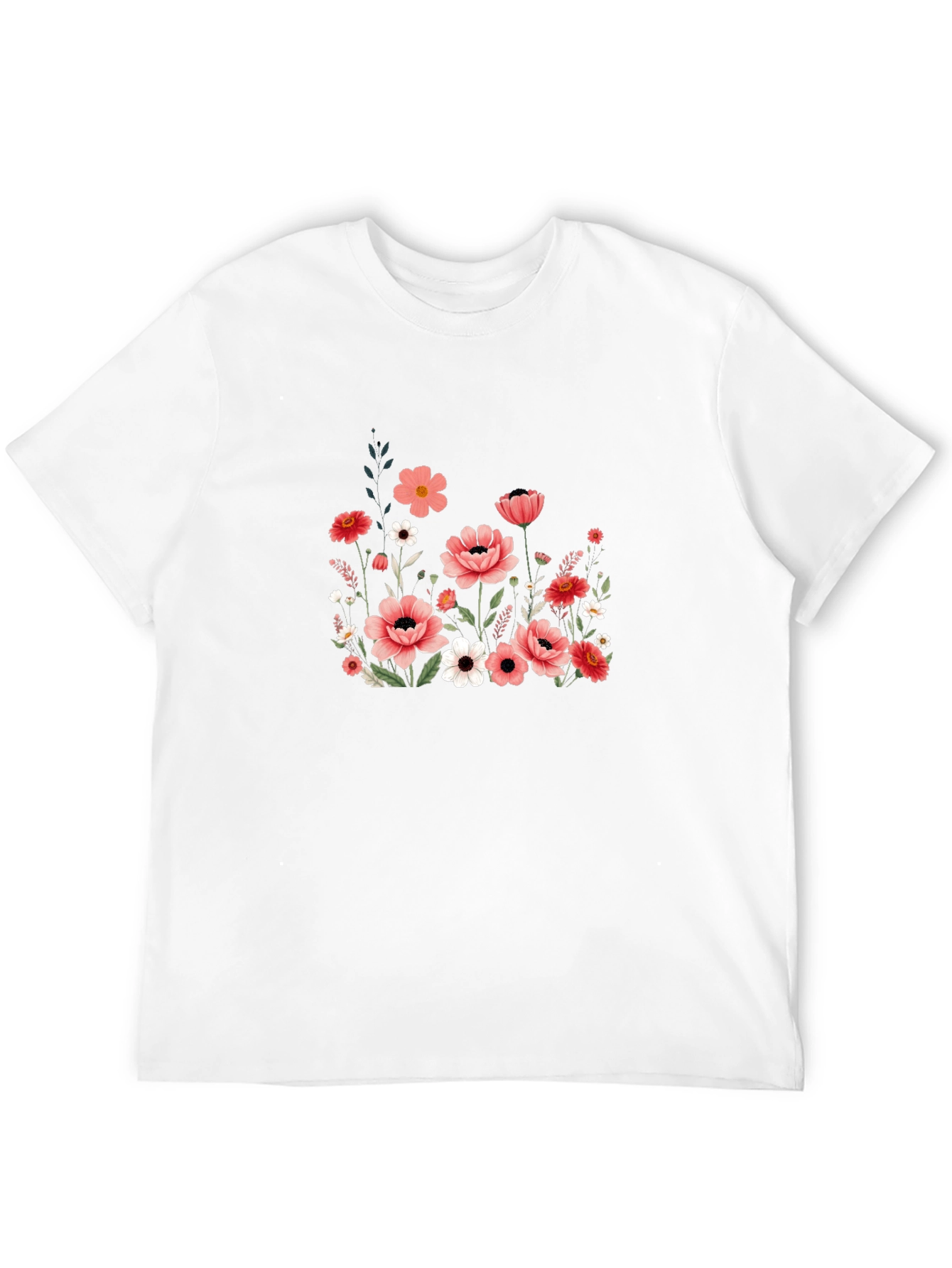 Floral Graphic T-Shirt - Black Cotton Blend