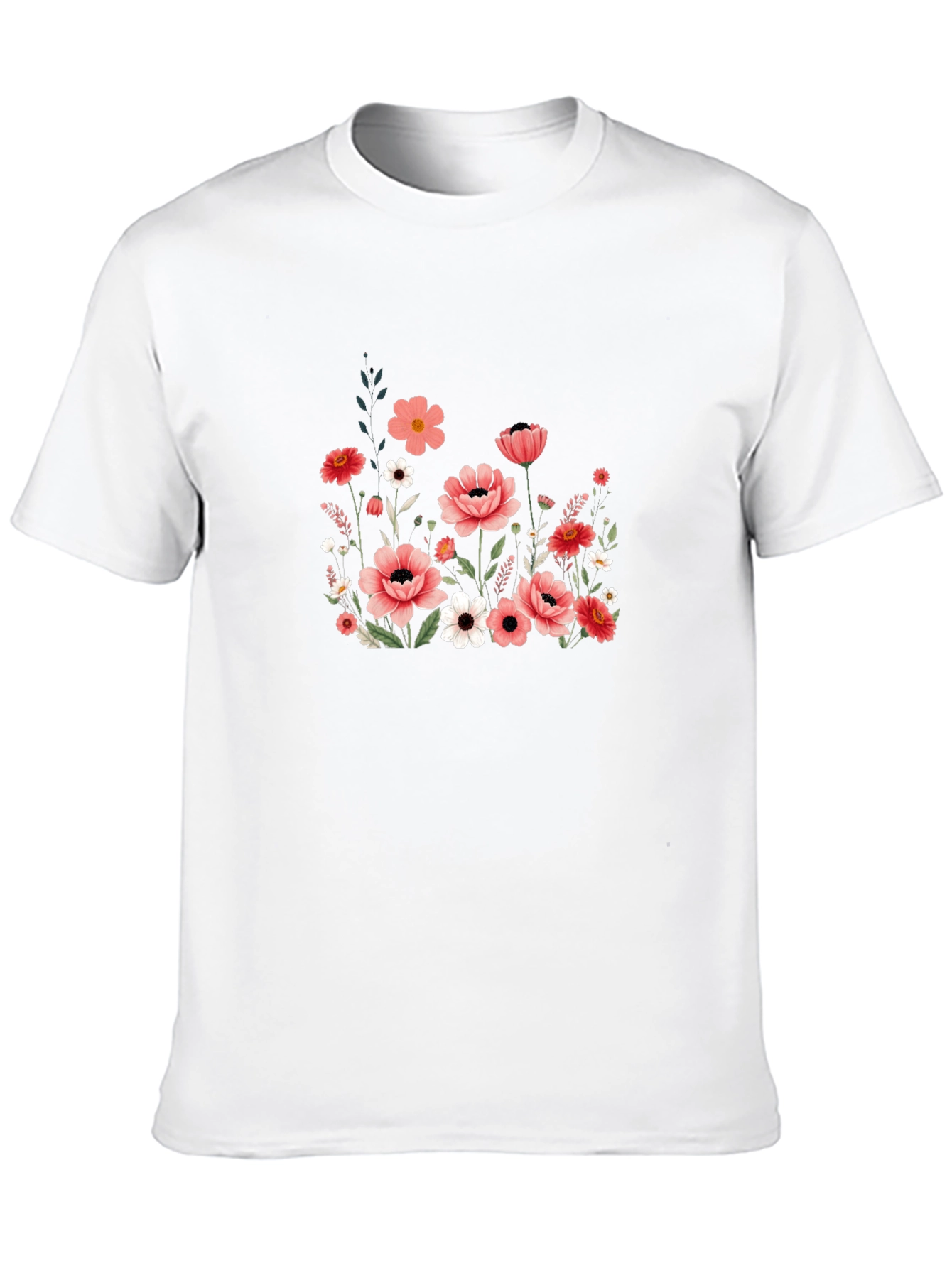 Floral Graphic T-Shirt - Black Cotton Blend
