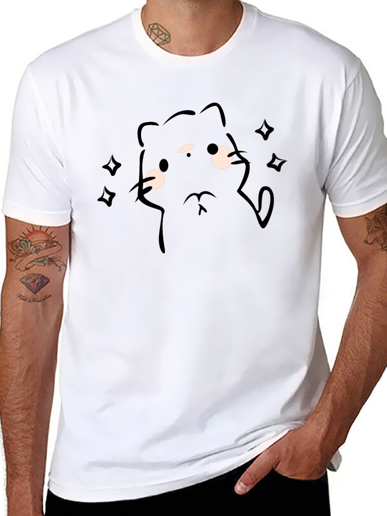 Black Funny Cat T-Shirt for Men
