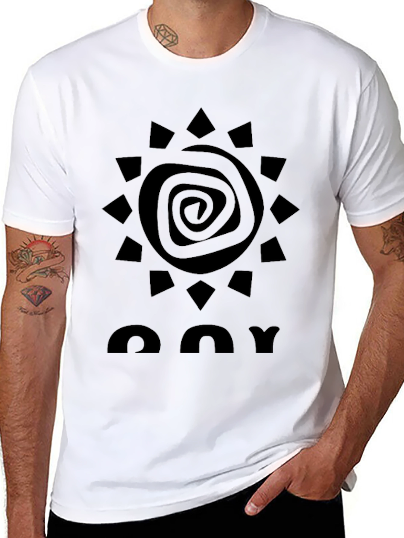 Abstract Sun Graphic Black T-Shirt