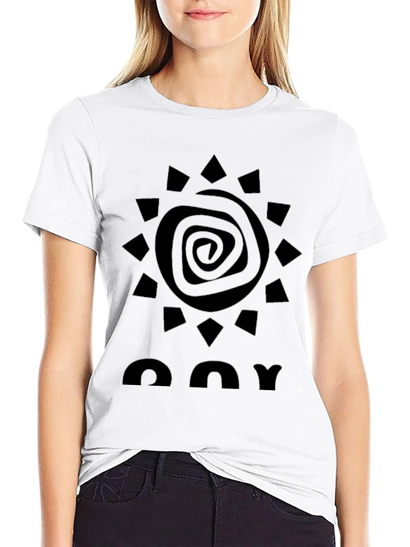 Abstract Sun Graphic Black T-Shirt