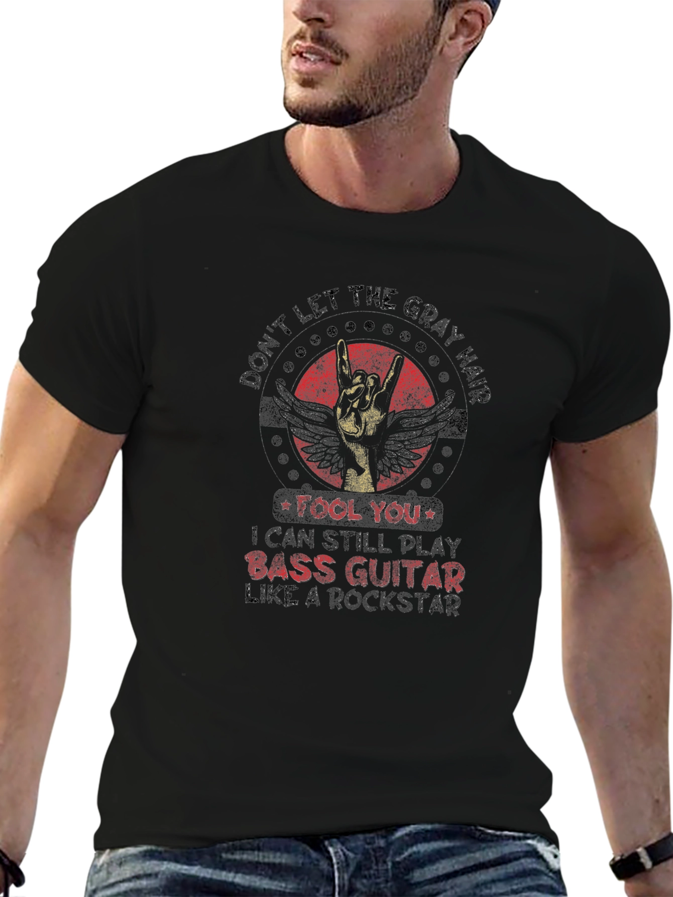 Bass Guitar Rockstar Graphic Tee