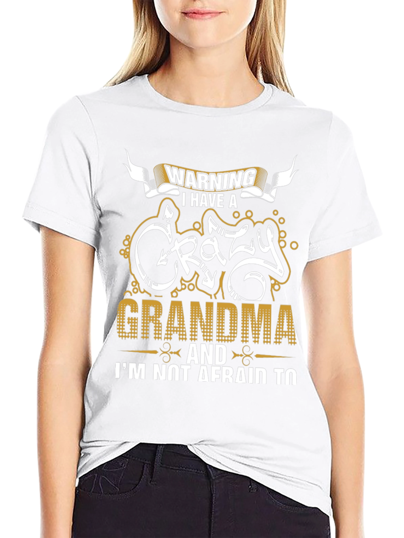 Warning Crazy Grandma T-Shirt - Novelty Graphic Tee
