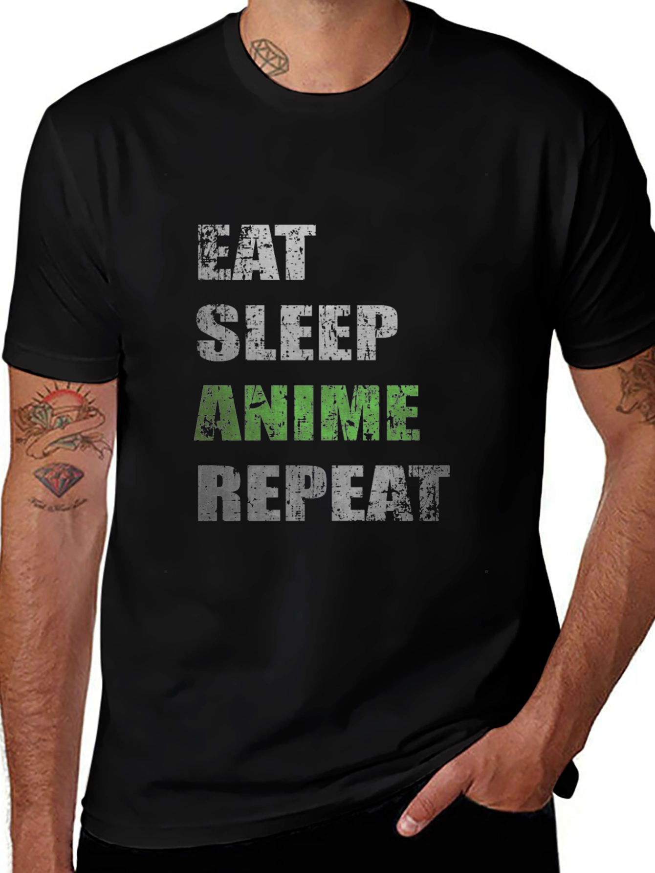 Eat Sleep Anime Repeat Black T-Shirt