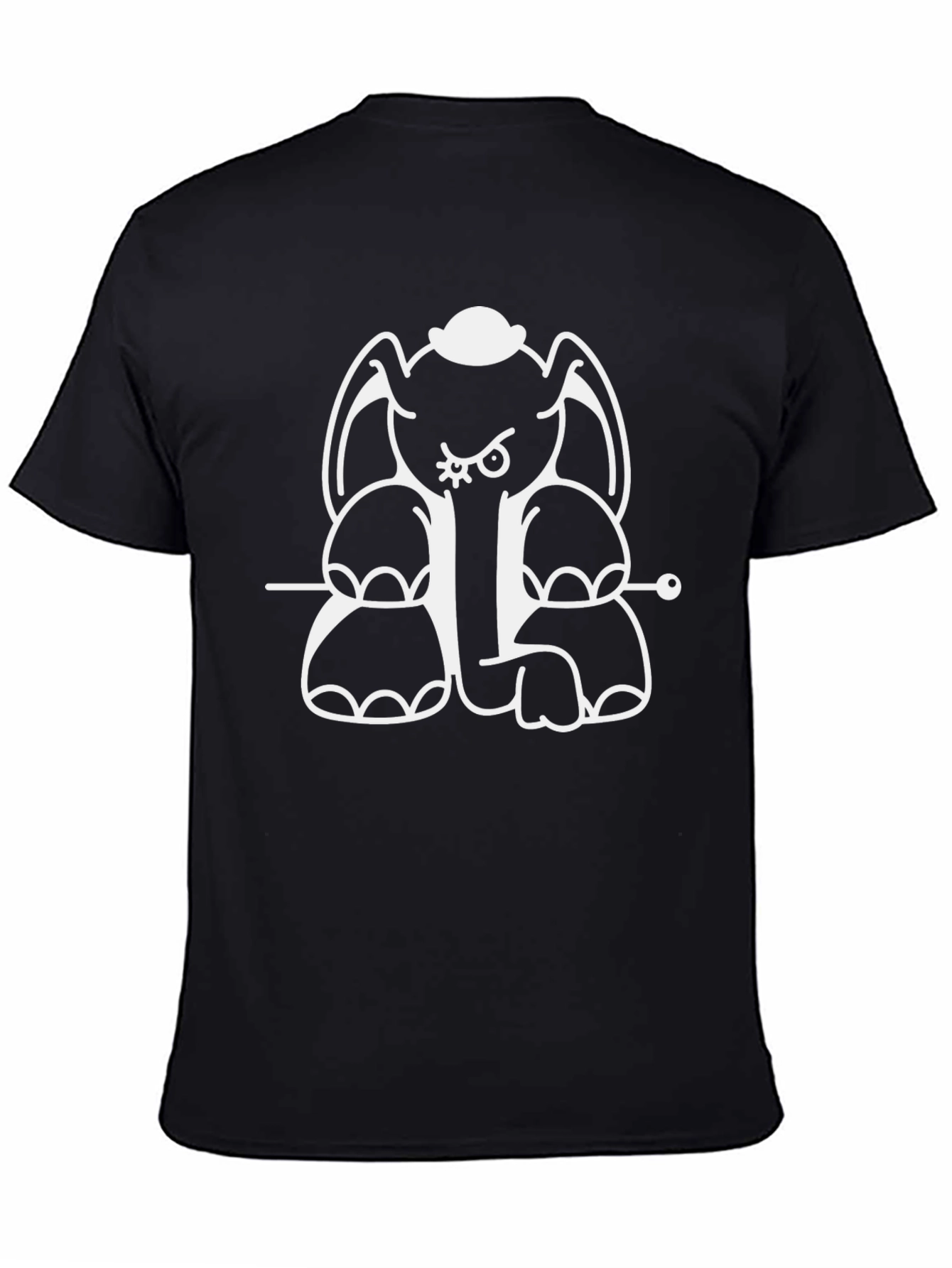Funny Elephant Graphic Tee - Black Cotton T-Shirt