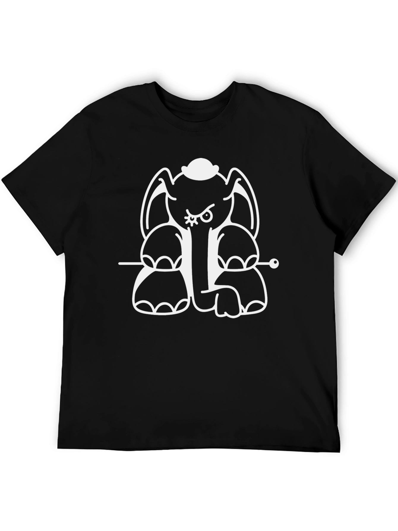 Funny Elephant Graphic Tee - Black Cotton T-Shirt