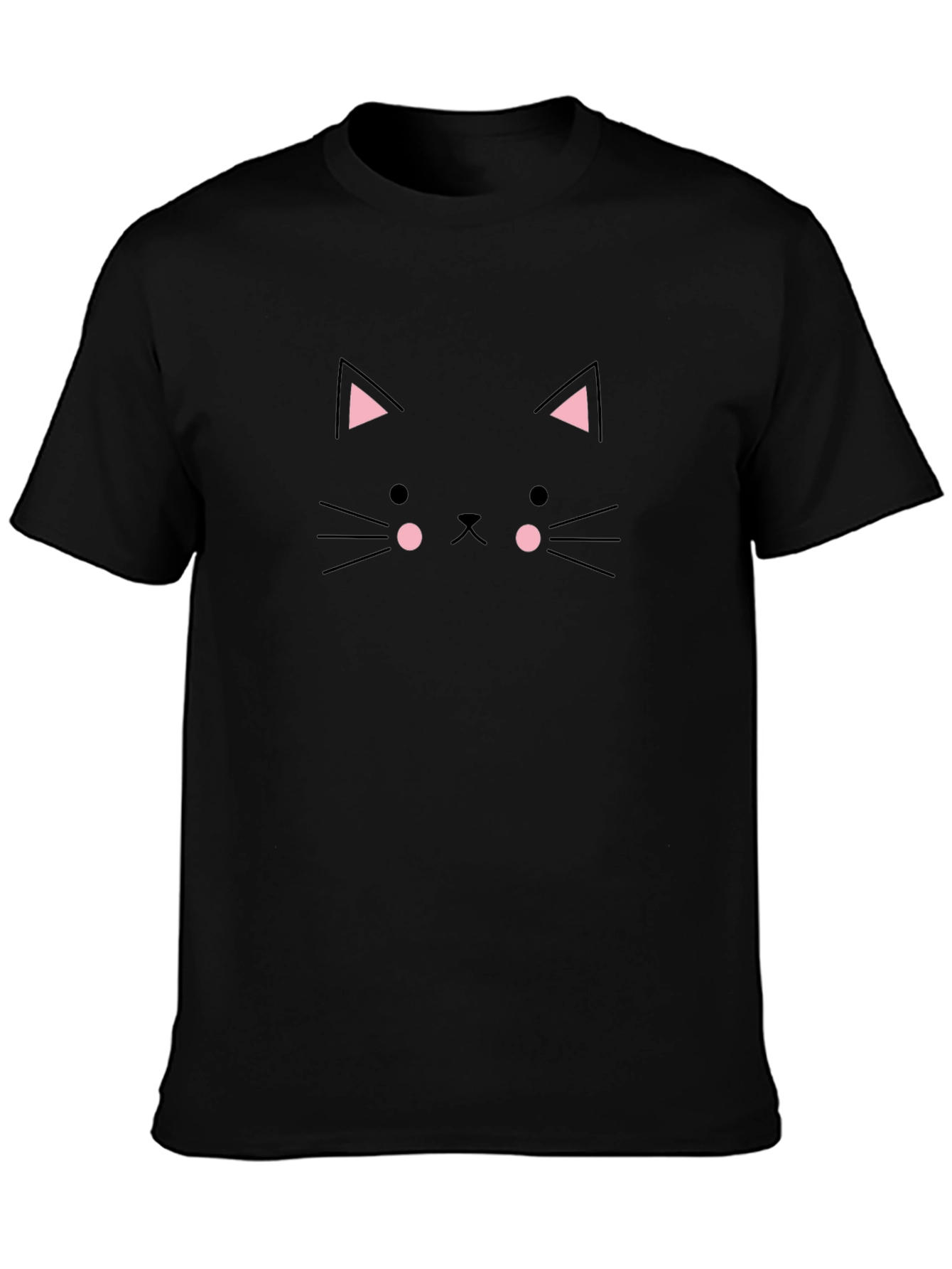 Cute Cat Face Black T-Shirt