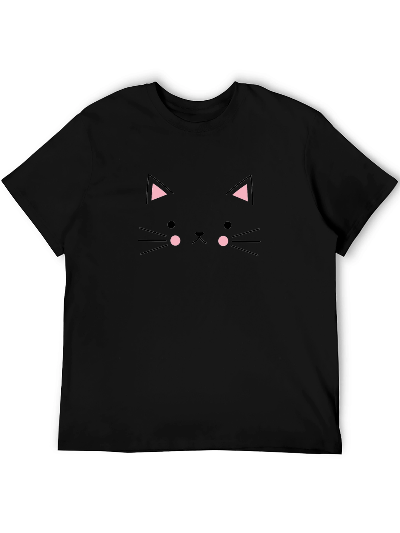 Cute Cat Face Black T-Shirt