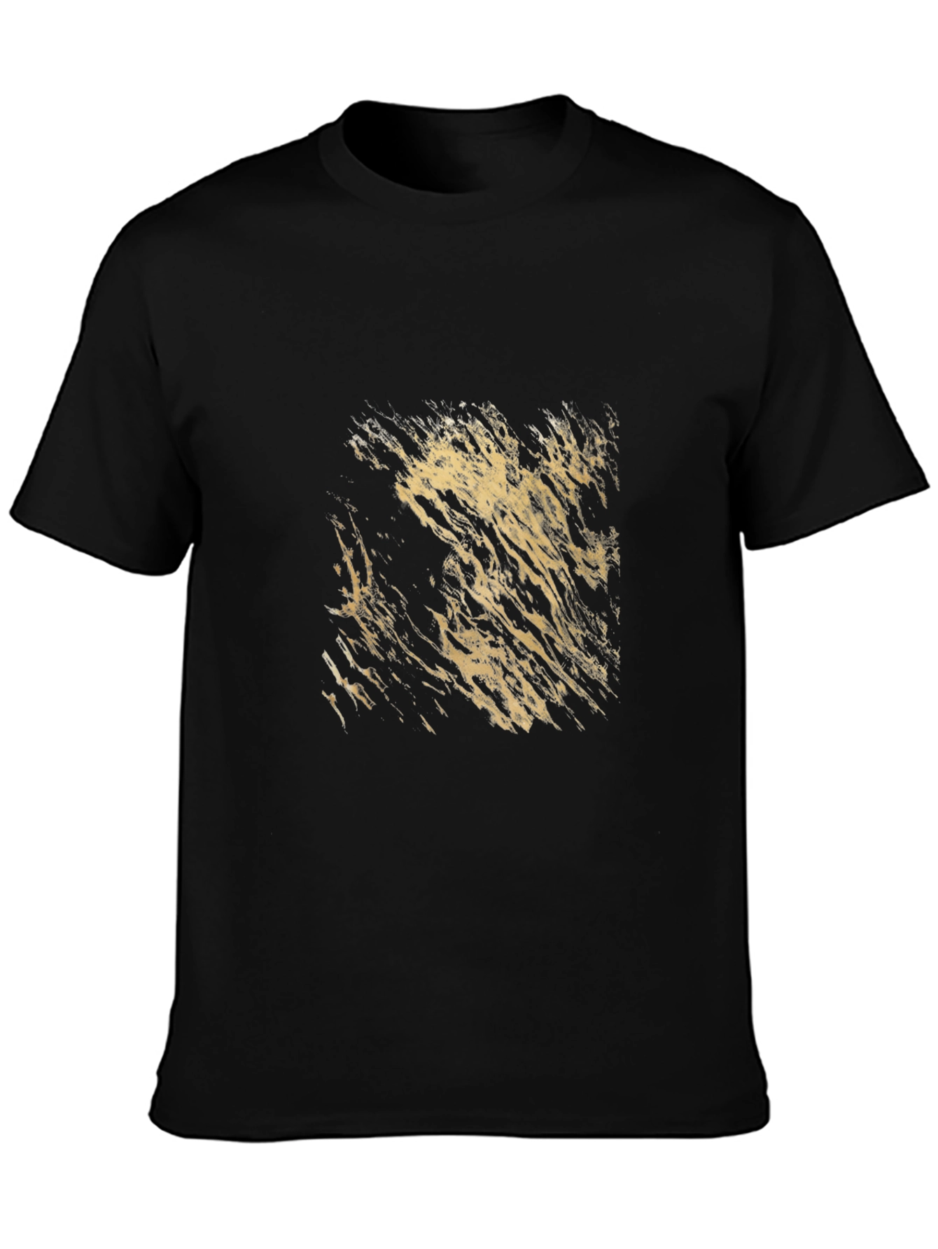 Abstract Gold Print Black T-Shirt