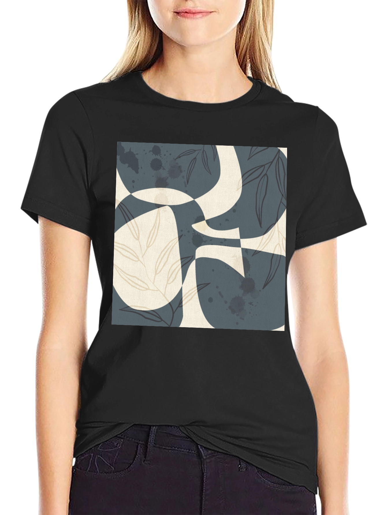 Abstract Art Print Black T-Shirt - Modern Graphic Tee
