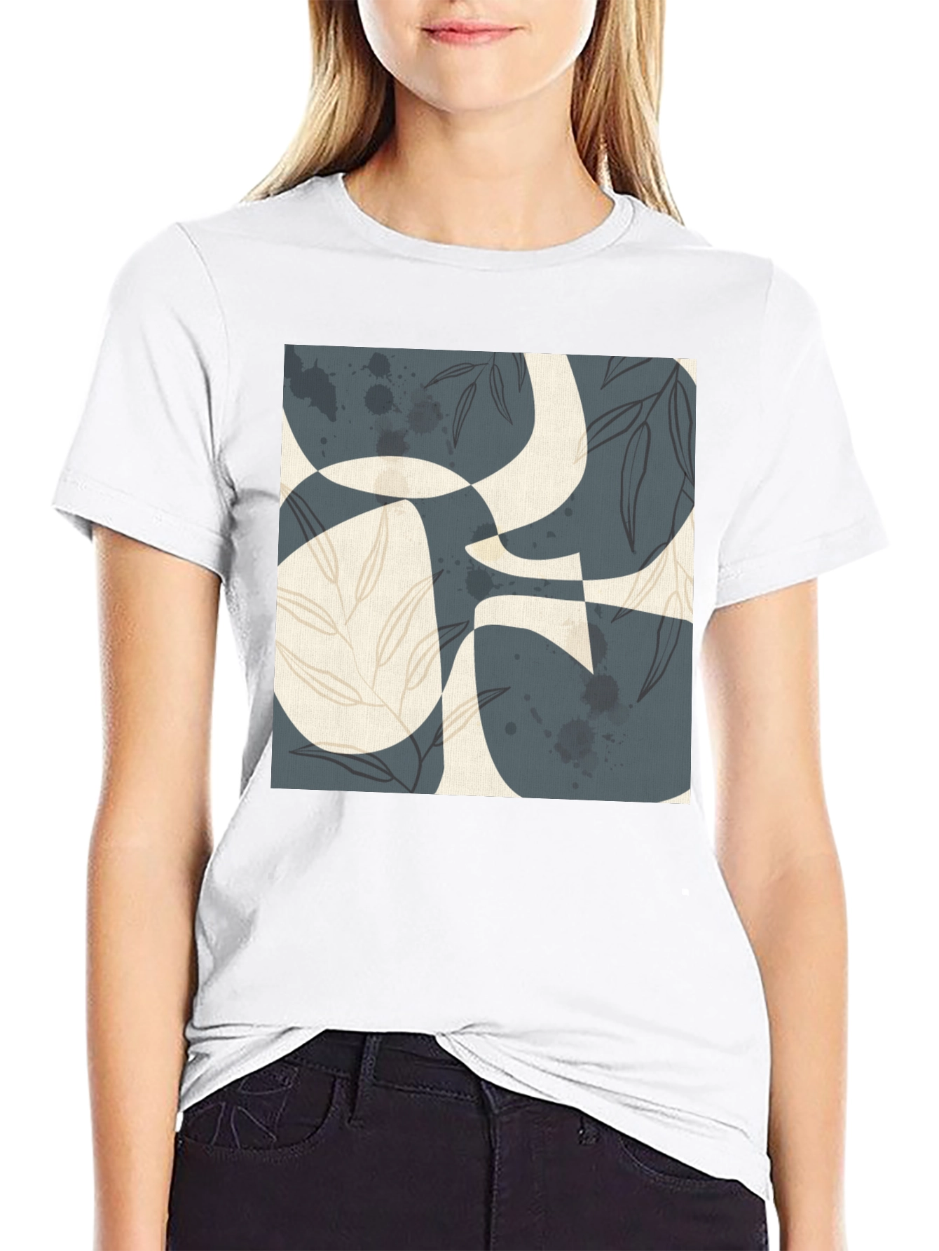 Abstract Art Print Black T-Shirt - Modern Graphic Tee