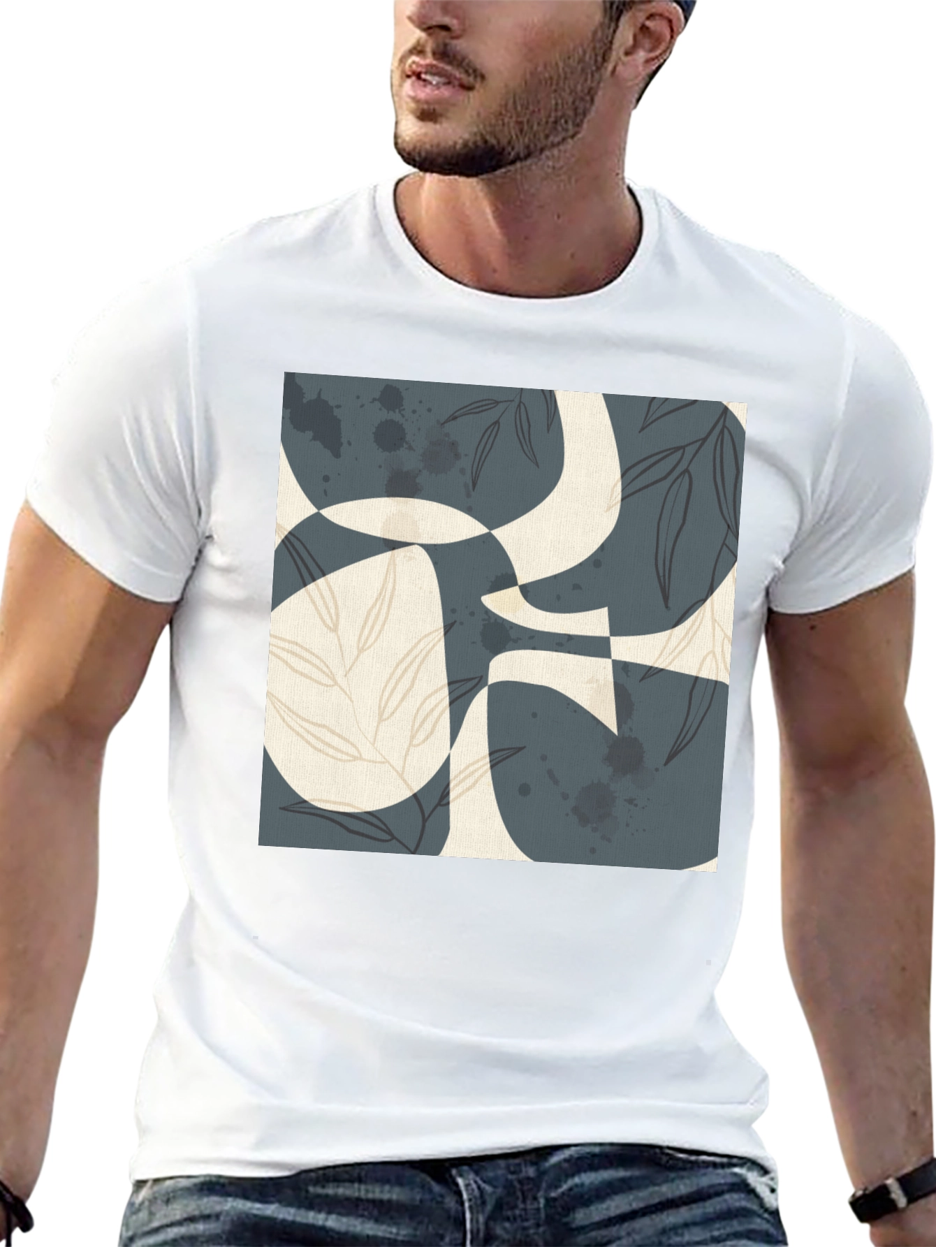 Abstract Art Print Black T-Shirt - Modern Graphic Tee