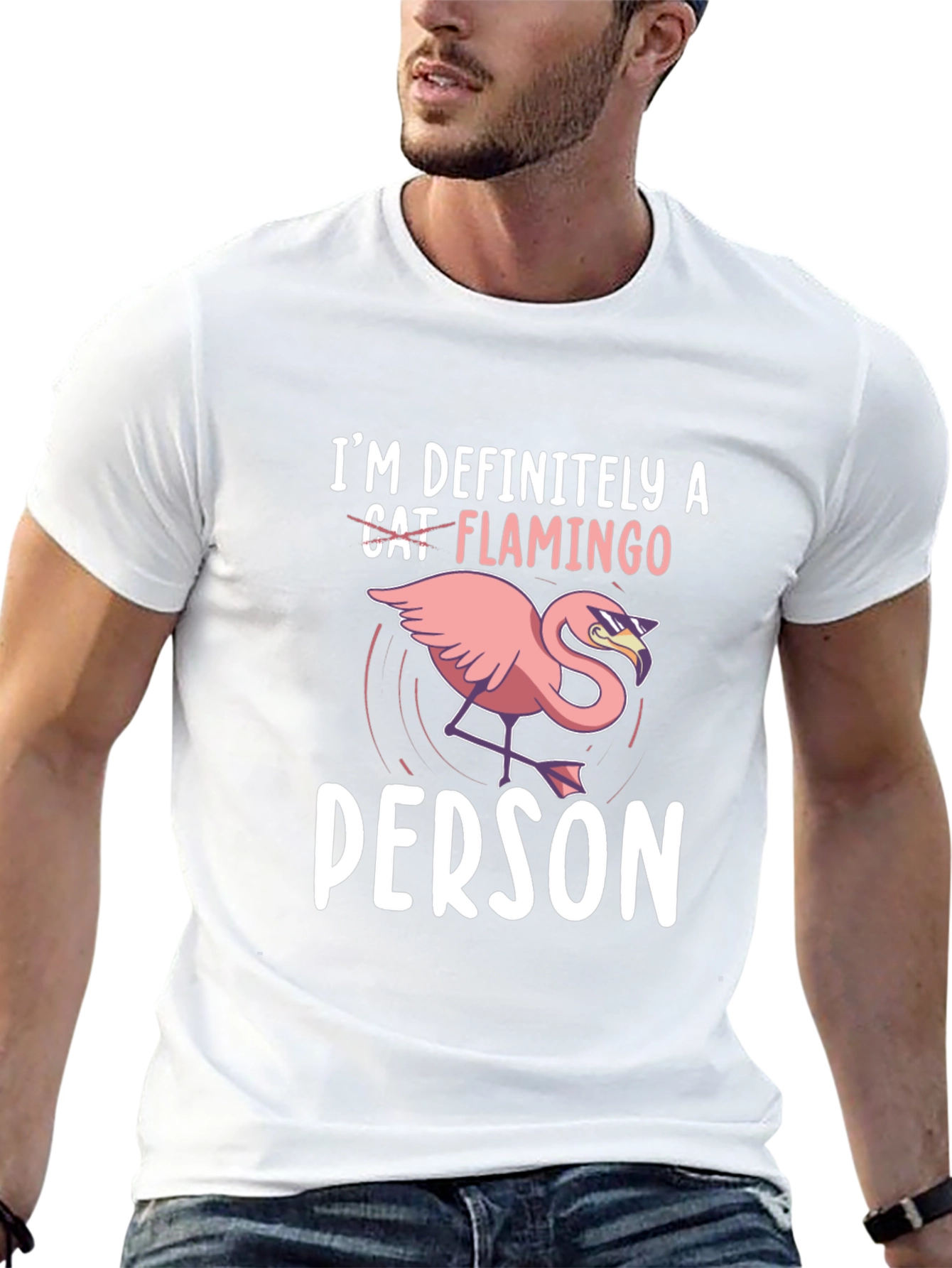 Cat Flamingo Person T-Shirt - Funny Animal Lover Tee