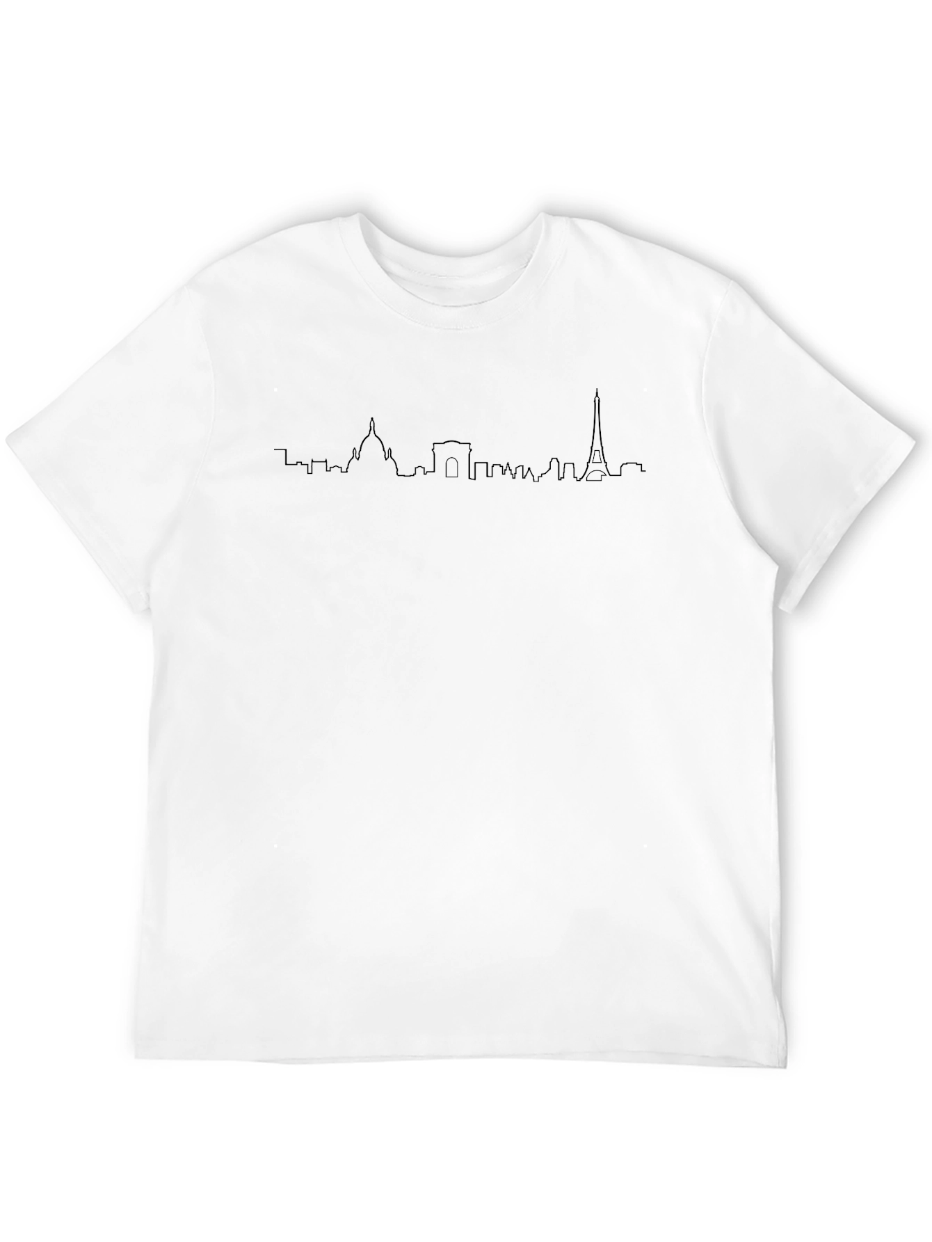 Paris Skyline T-Shirt - Black Crew Neck Tee