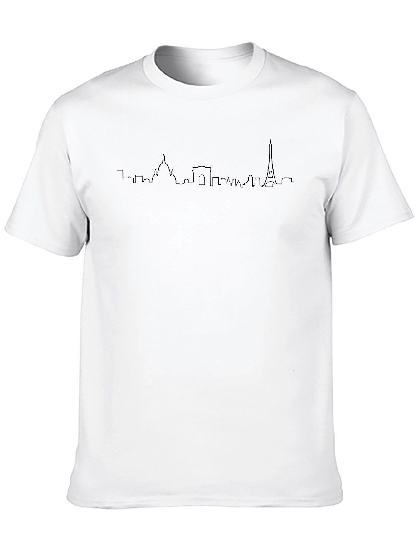 Paris Skyline T-Shirt - Black Crew Neck Tee