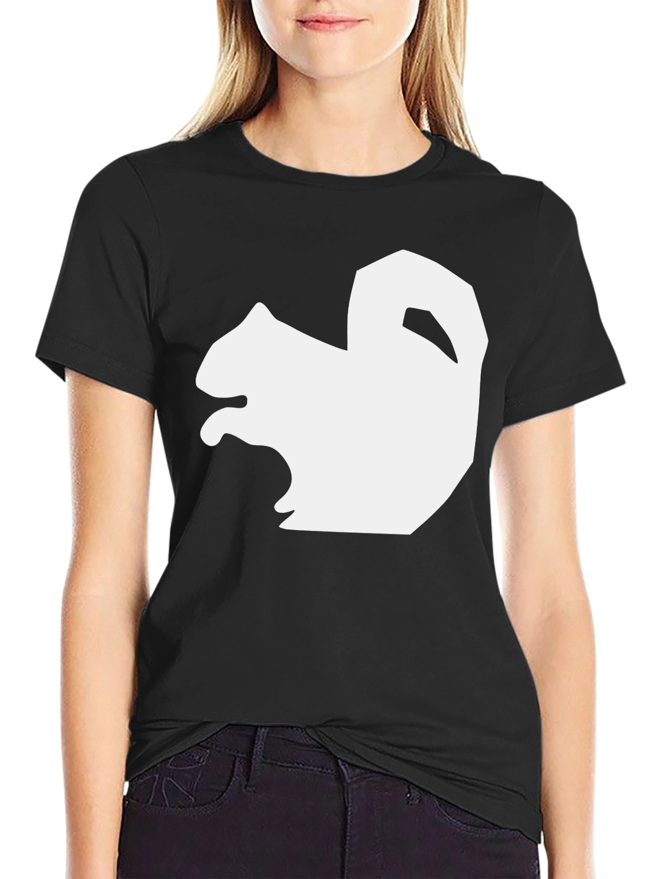 Squirrel Graphic Tee - Black Cotton Blend Shirt