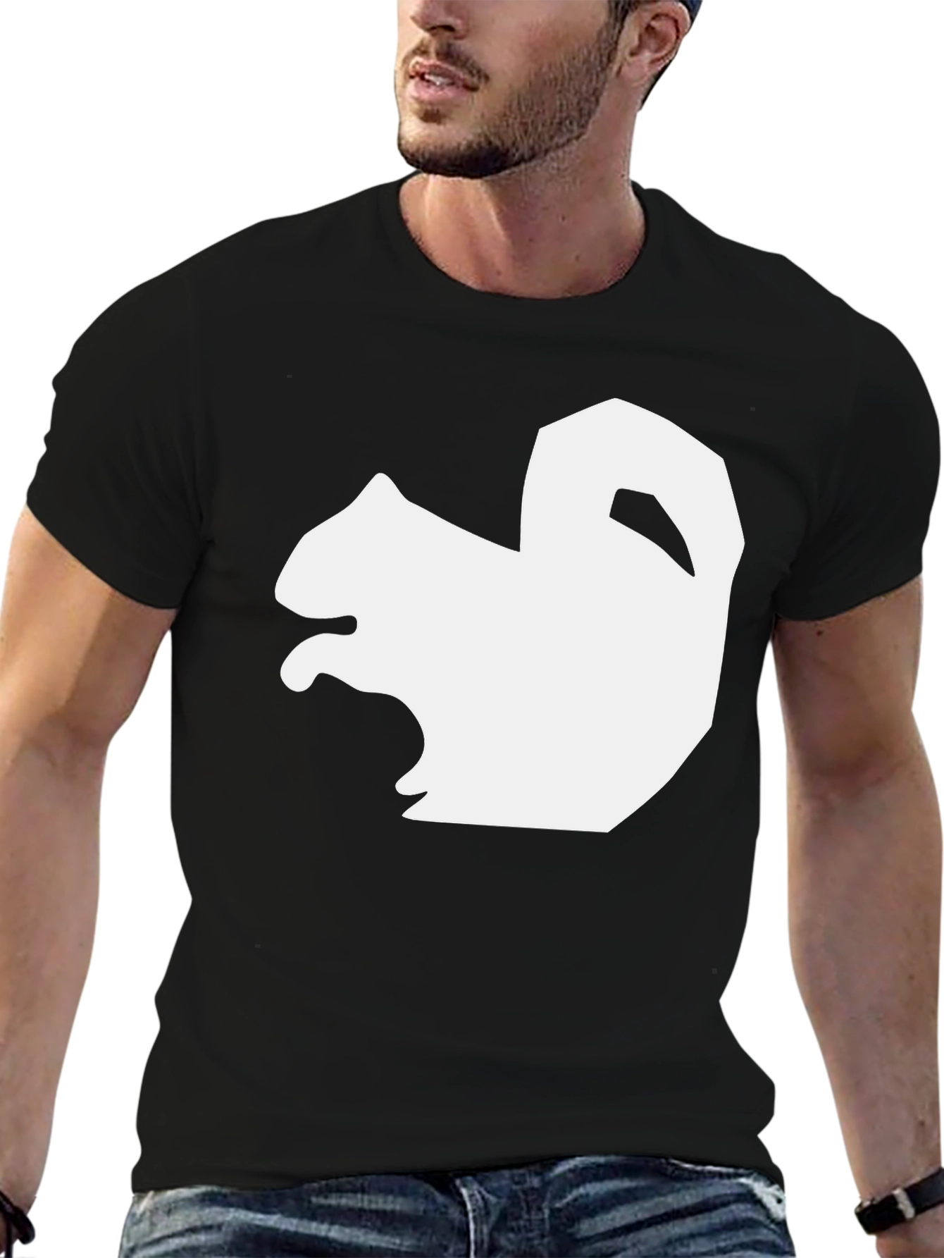 Squirrel Graphic Tee - Black Cotton Blend Shirt