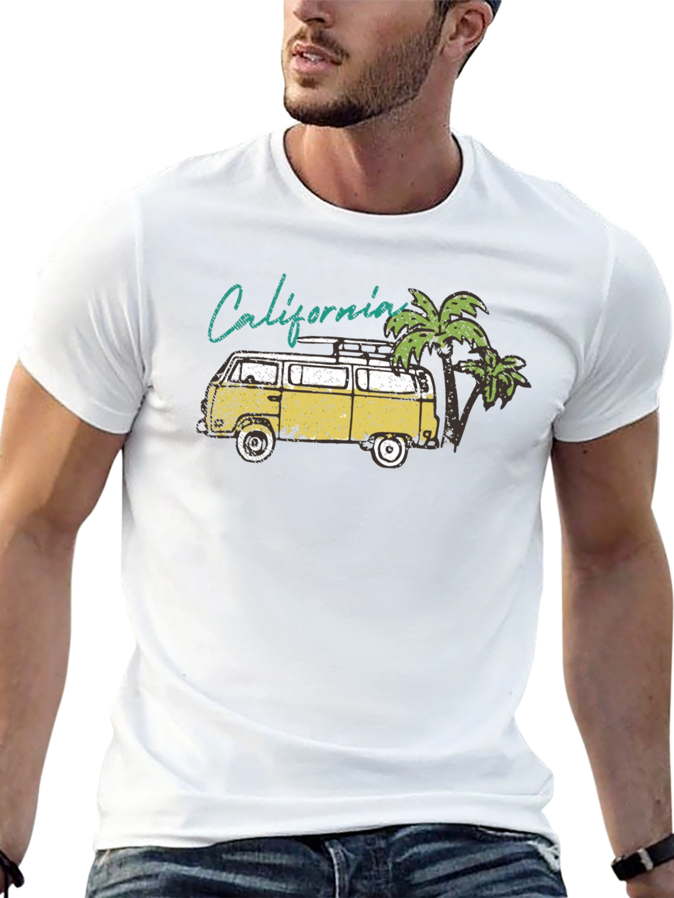 California Van Palm Tree Graphic T-Shirt