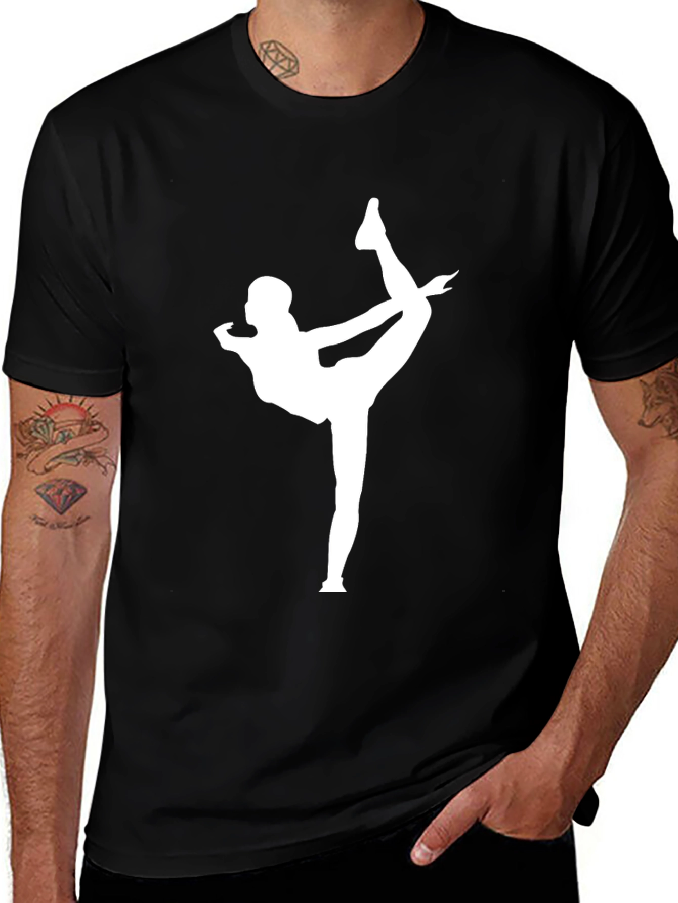Yoga Pose Graphic Tee - Black Cotton